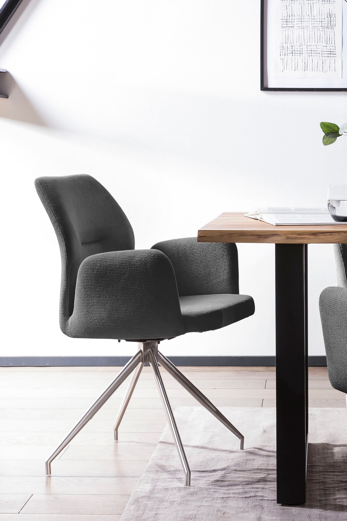 SalesFever Esszimmerstuhl »Taormina Armlehnstuhl mit silbernem Edelstahlges günstig online kaufen