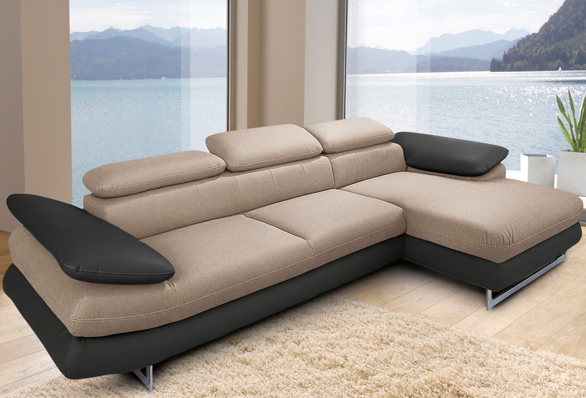 INOSIGN Ecksofa »Solution L-Form«, mit Arm- & Kopfteilverstellung, wahlweis günstig online kaufen