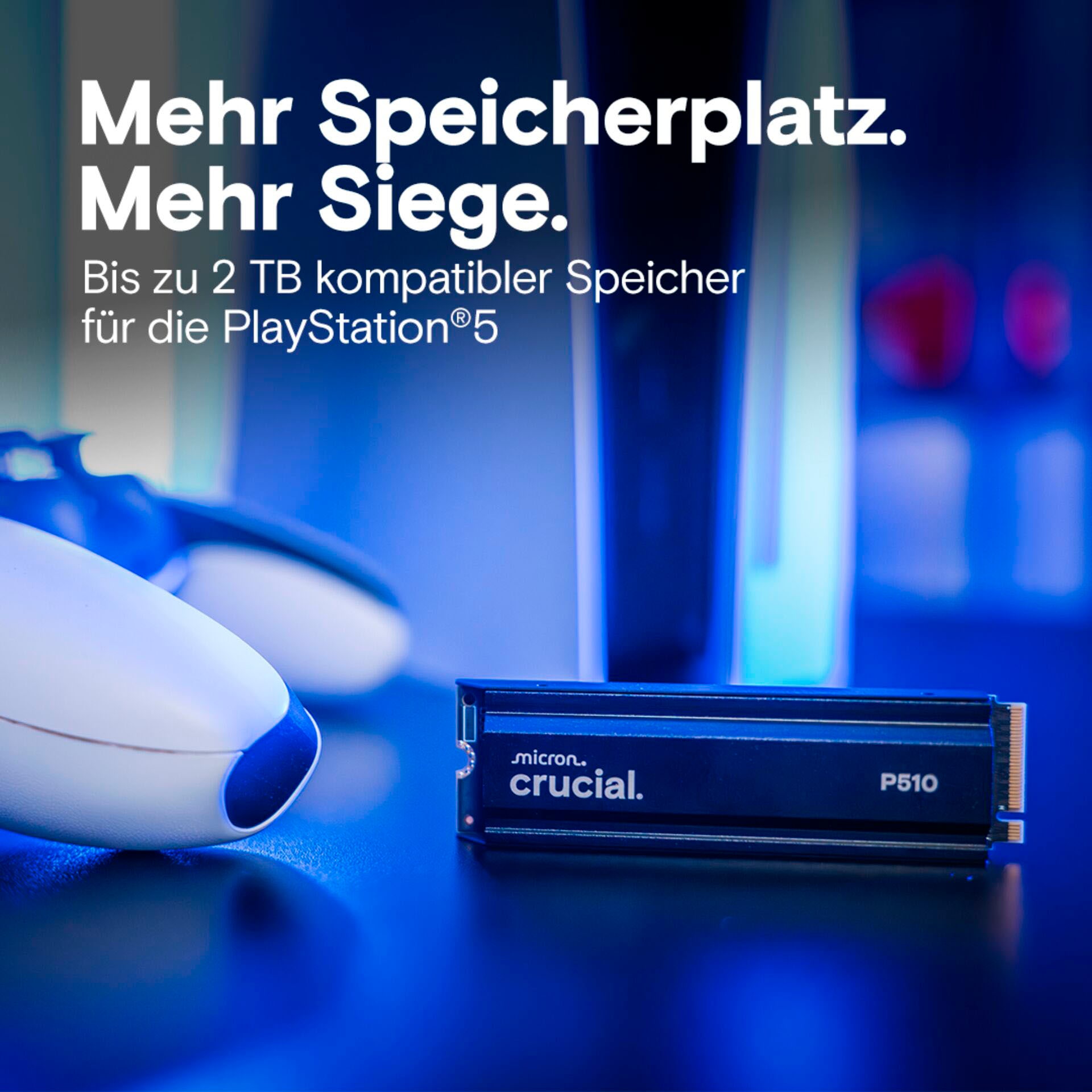 Crucial SSD-Festplatte »P510 Gen5 2280 2TB mit Heatsink« 2000 GB Anschluss M.2 (2880)