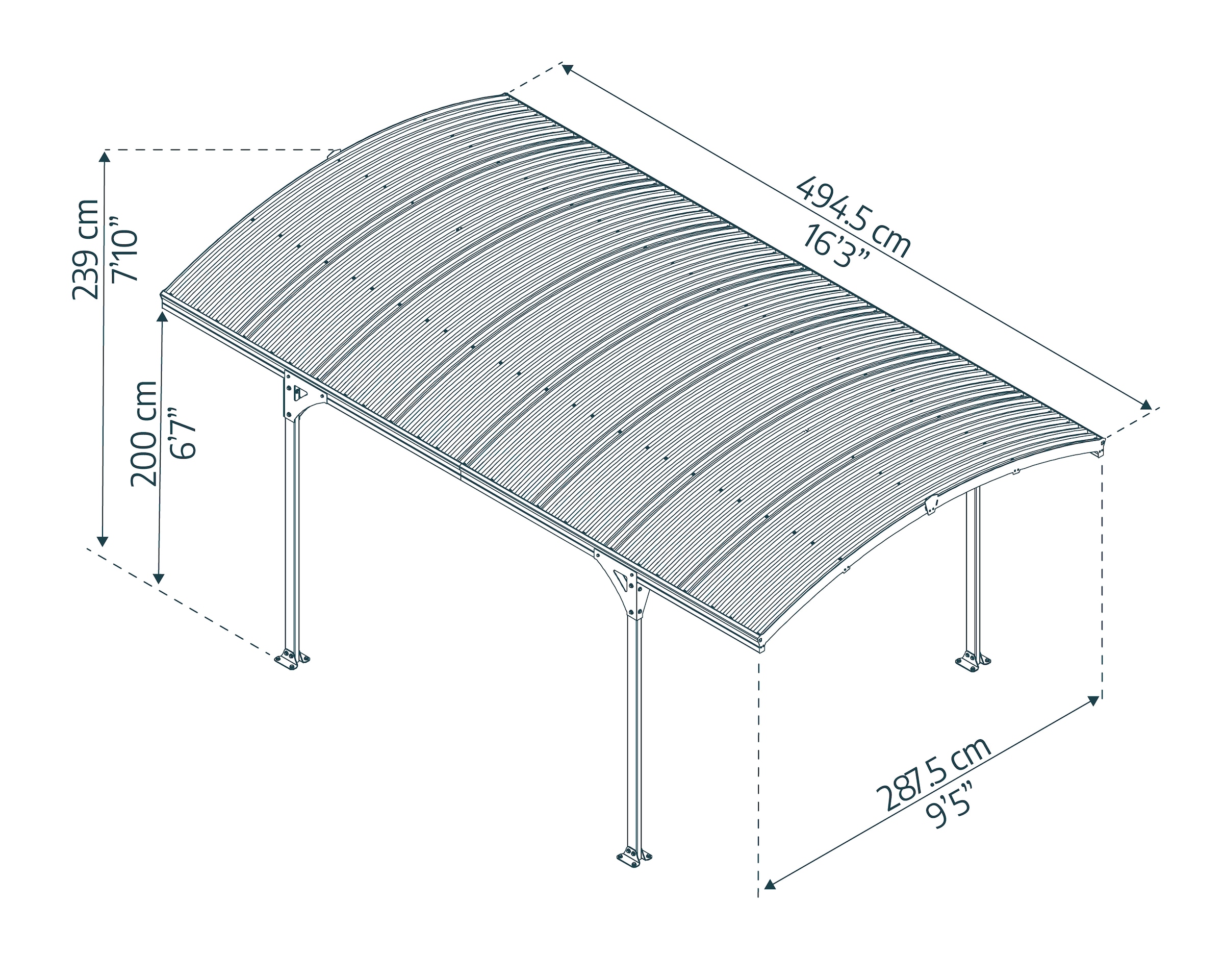 Palram - Canopia Einzelcarport »Atlas«, Aluminium, 263 cm, Anthrazit, 100% UV-geschützt