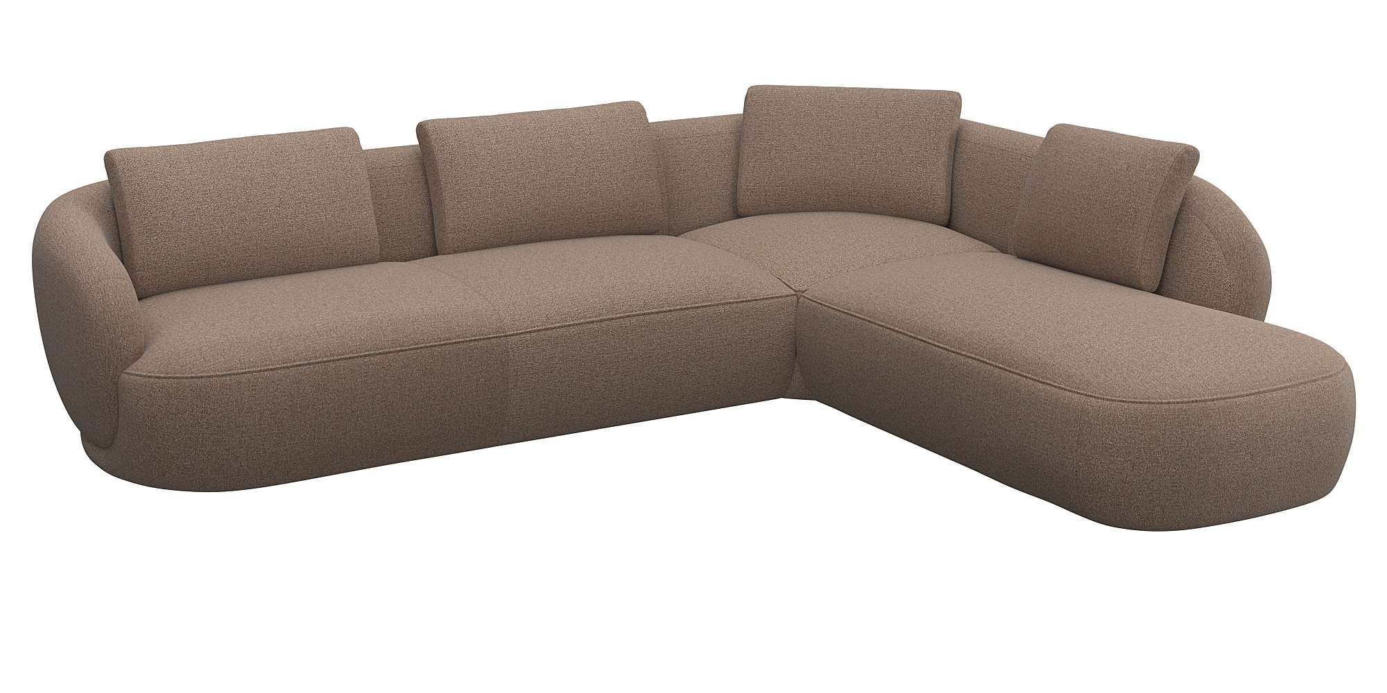 FLEXLUX Ecksofa »Torino, rund, L-Form, Sofa-Ecke mit Ottomane«, Modernes, o günstig online kaufen