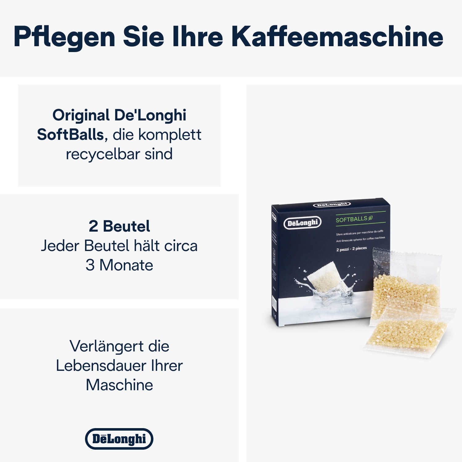 De'Longhi Entkalker »SoftBalls DLSC551«, 2 Stück / Packung