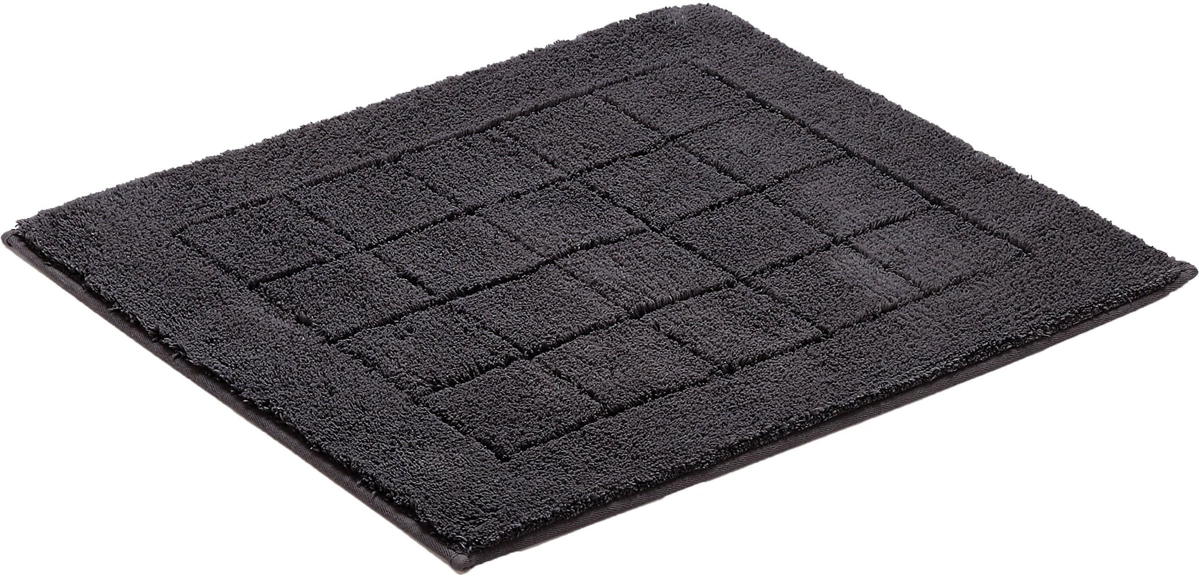 Vossen Badematte »Exclusive«, rutschhemmend beschichtet, fußbodenheizungsgeeignet, Badteppich, Uni-Farben, Karo Muster, Hoch-Tief Effekt, reine Baumwolle