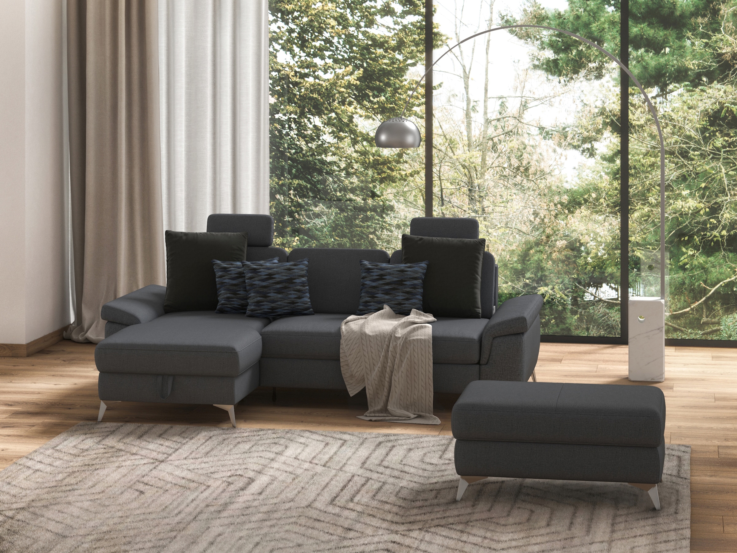 sit&more Ecksofa »Padua L-Form«, inklusive Sitztiefenverstellung, Armteilfu günstig online kaufen