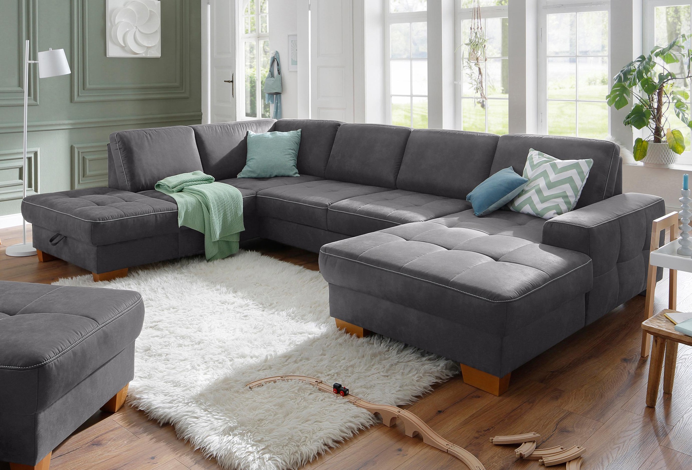 Home affaire Wohnlandschaft »Puccini U-Form«, mit Federkern, Sitztiefenvers günstig online kaufen