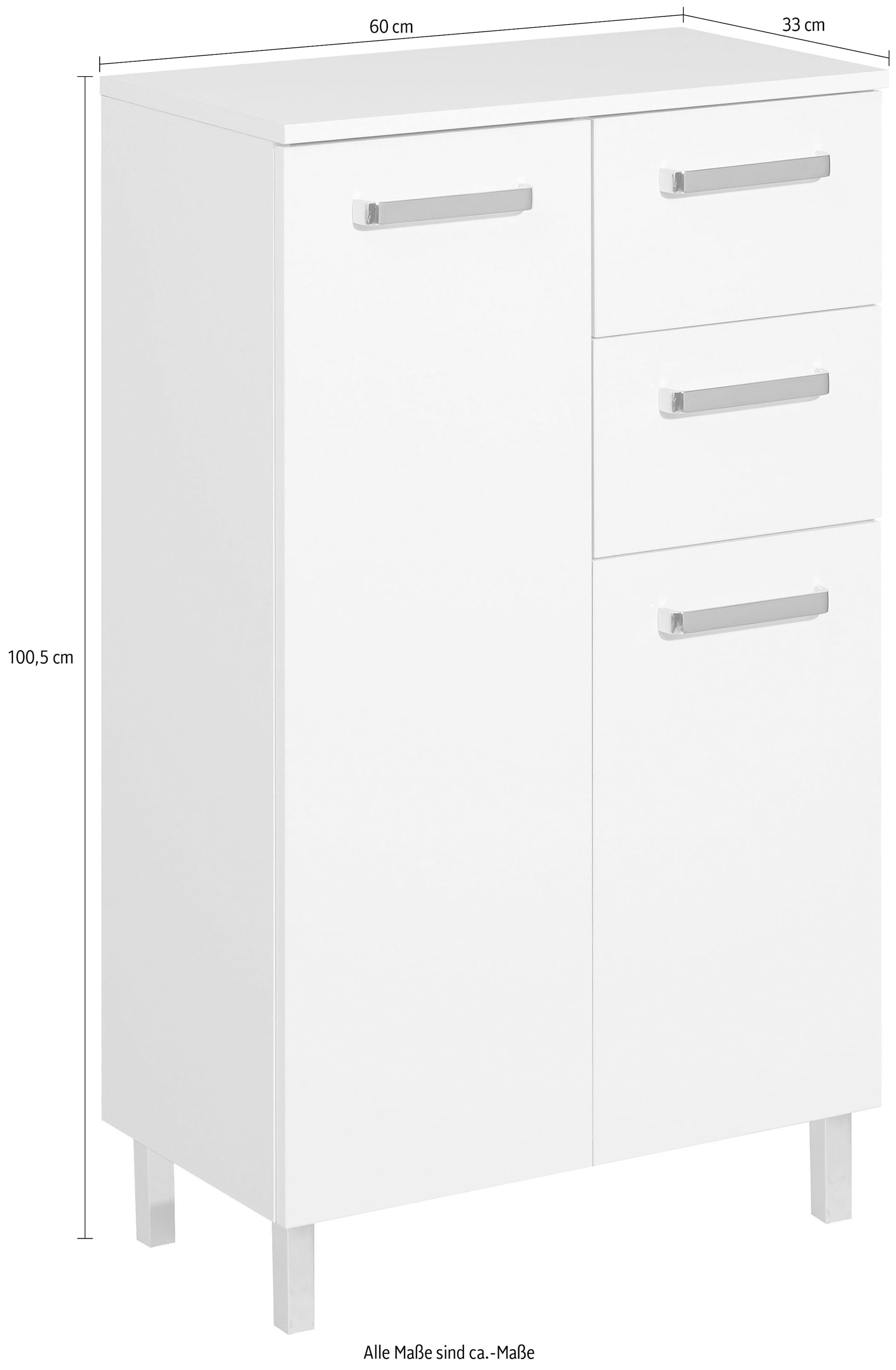 Saphir Unterschrank »Quickset Badschrank mit 2 Türen, 2 Schubladen, 60 cm breit« Badezimmer-Unterschrank inkl. Türdämpfer, Griffe in Chrom Glanz