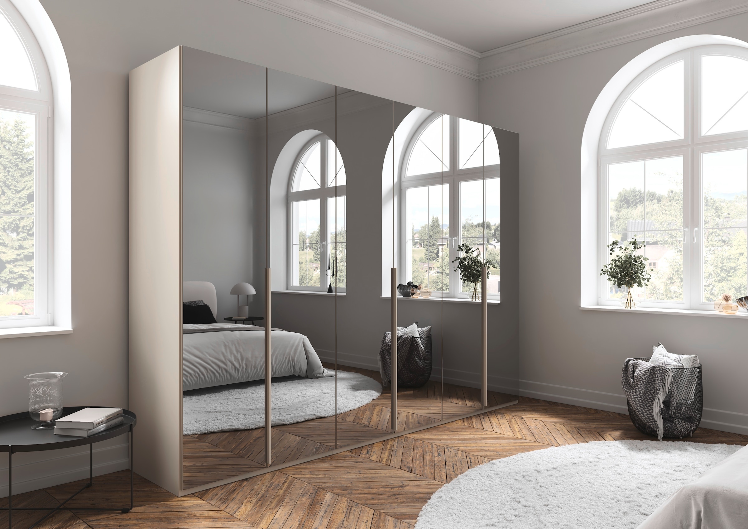 LeGer Home by Lena Gercke Kleiderschrank »Schrank Garderobe Ankleide Schlafzimmer Flur Serina«, (in 3 verschiedenen Ausstattungen BASIC/CLASSIC/PREMIUM), in 6 Breiten (101 - 401 cm) mit Front Glas oder Dekor MADE IN GERMANY