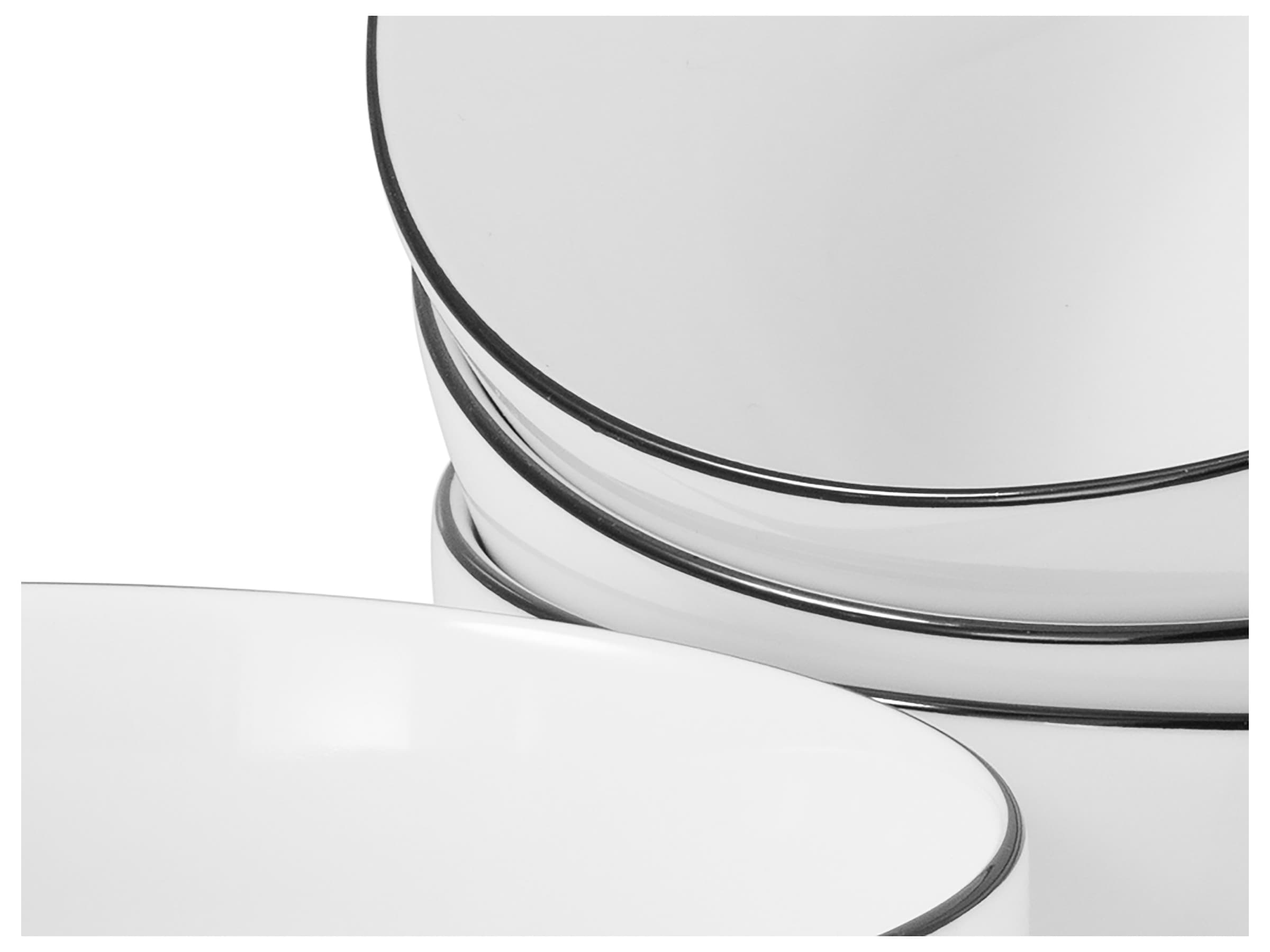 CreaTable Schale »Allround Black Line, Poke Bowl 21 cm 4-tlg«, 4 tlg., aus Porzellan, Daily Use, Zeitlos