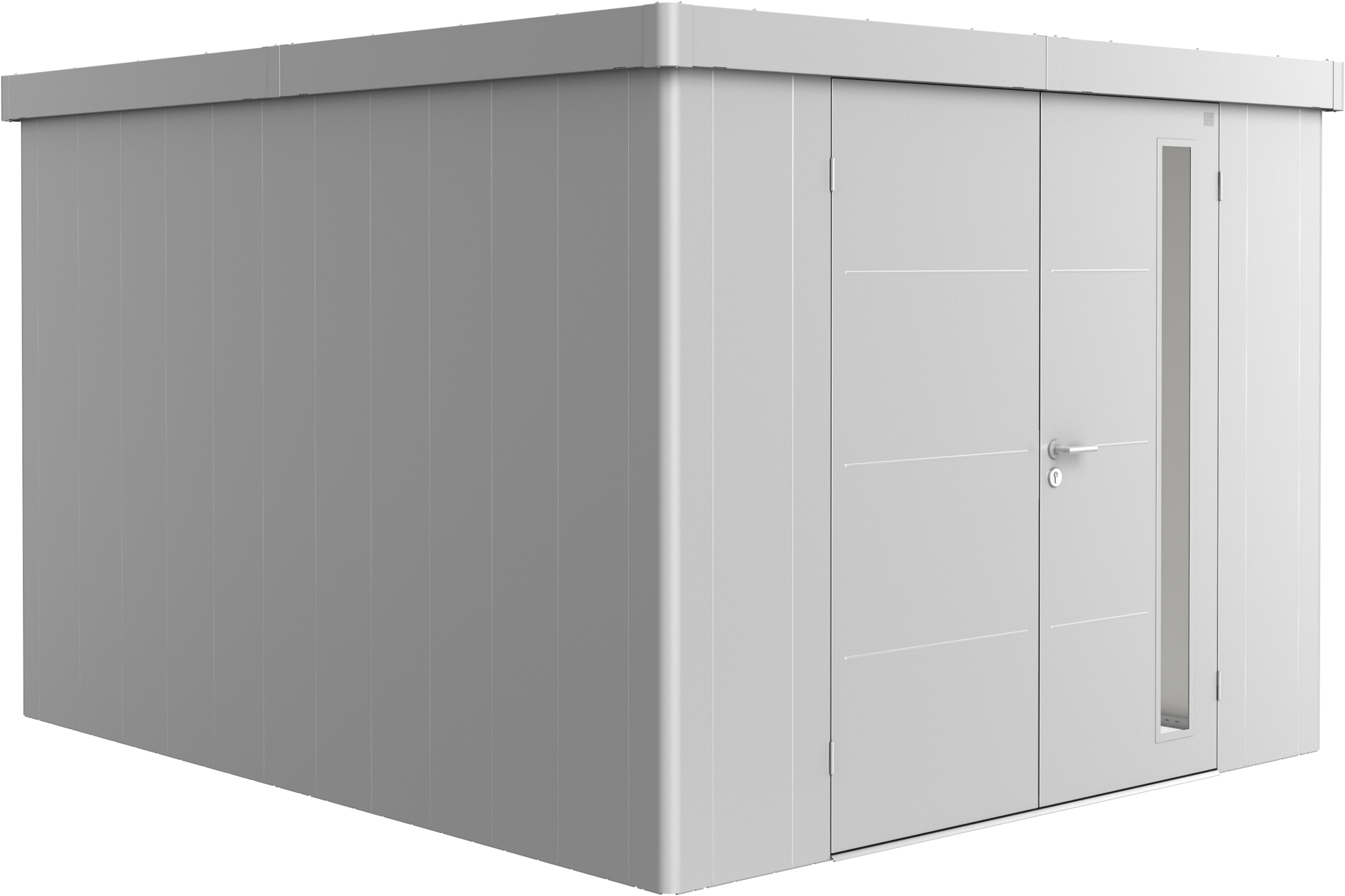 BIOHORT Gerätehaus »NEO Gr. 4C, verschiedene Farben« stylisches Gartenhaus mit Flachdach silber-metallic