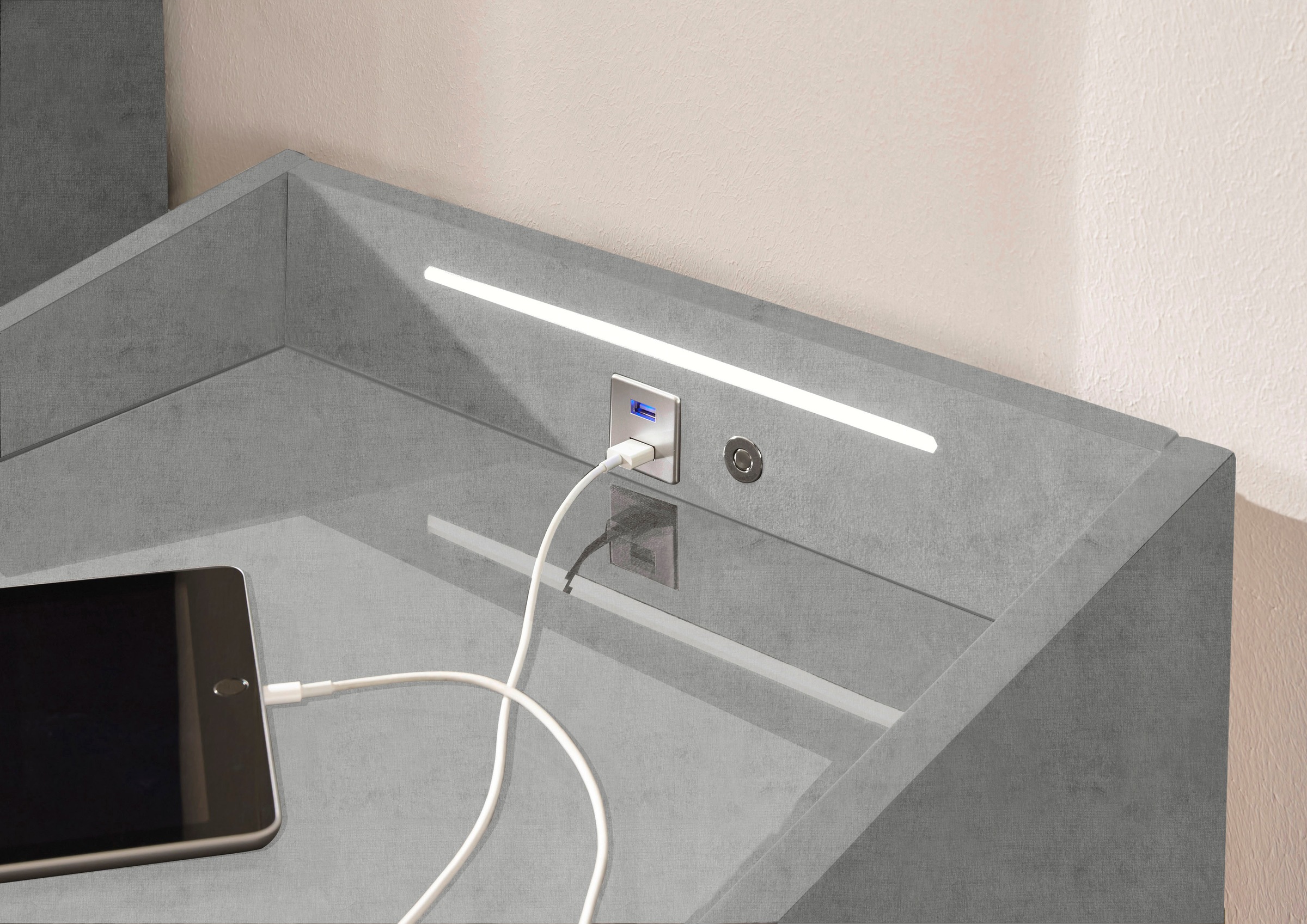 ED EXCITING DESIGN Nachtkonsole »Moon«, mit LED-Beleuchtung und USB-Anschluss & USB-C-Anschluss