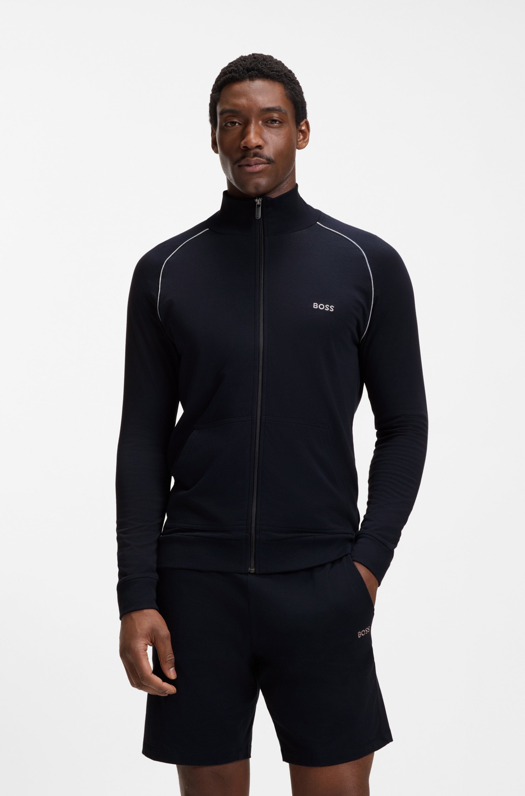 BOSS Sweatjacke »Mix&Match Jacket Z« mit Kontrastnaht am Ärmel