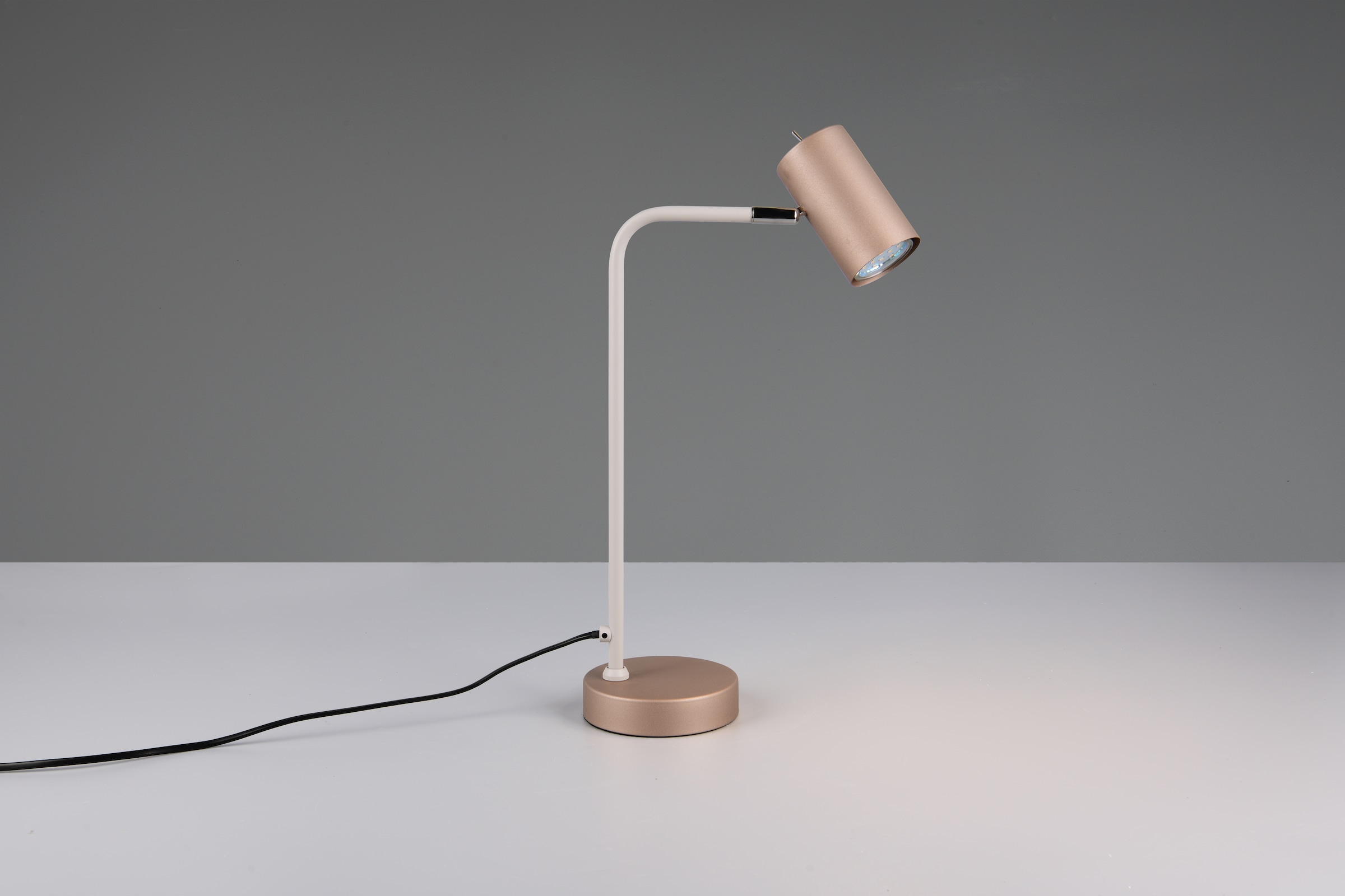 TRIO Leuchten Schreibtischlampe »MARLEY, exkl. 1x GU10 max 5W, Tischleuchte Höhe 45cm«, 1 flammig, Leuchtmittel GU10 | Leuchtmittel wechselbar, mit Kippschalter, Leuchtenkopf schwenkbar, 150cm Anschlusskabel