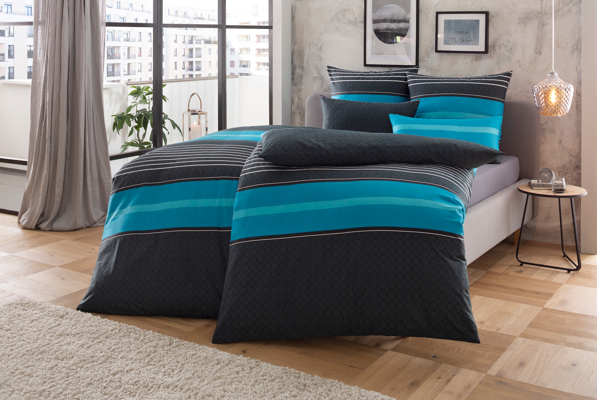 my home Bettwäsche »Circle in Gr. 135x200 oder 155x220 cm«, (2 tlg.),  Bettwäsche aus Baumwolle mit Streifen-Design, moderne Bettwäsche online  kaufen