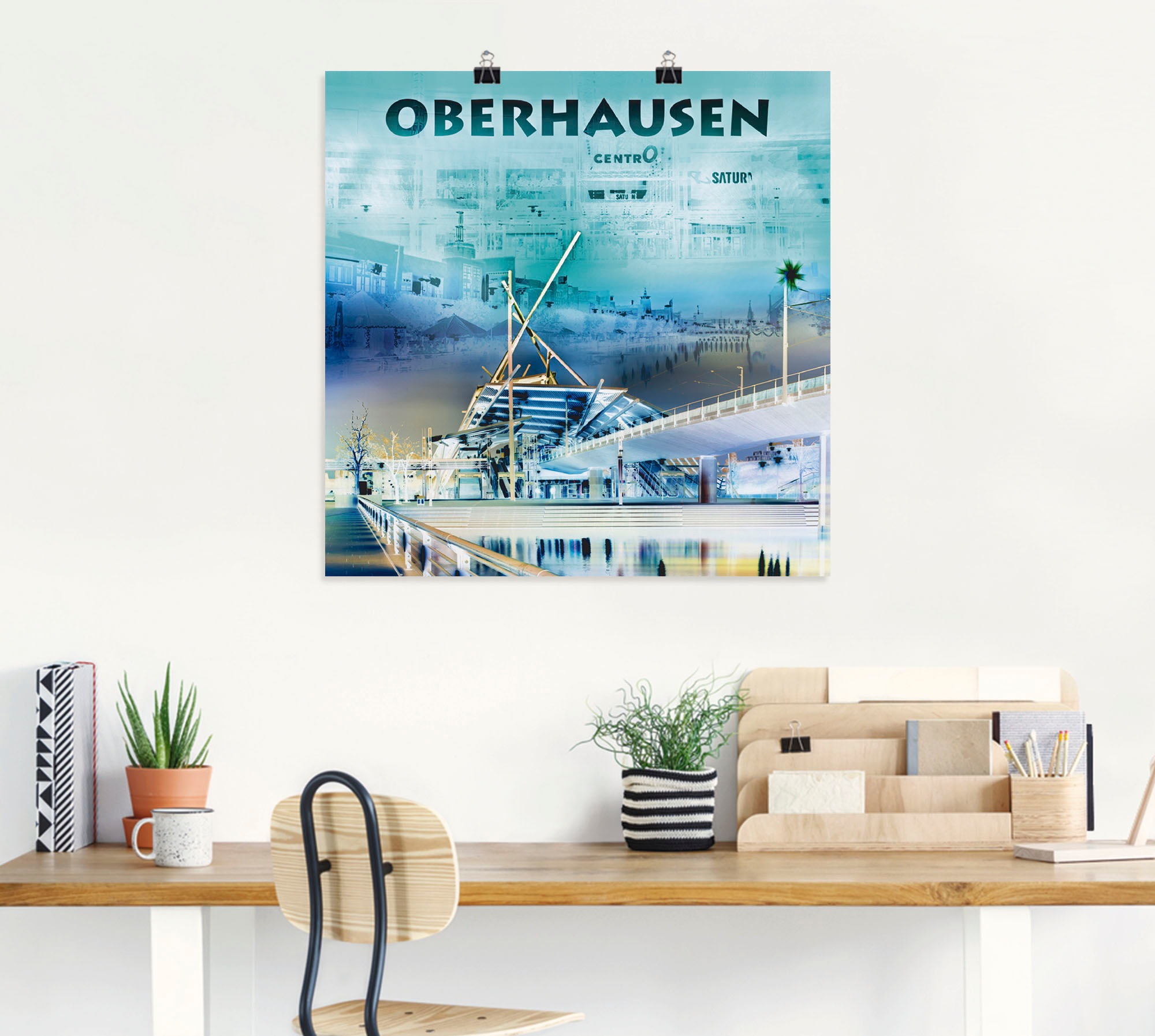 Artland Wandbild »Oberhausen Skyline Abstrakte Collage«, Deutschland, (1 St.), als Leinwandbild, Wandaufkleber oder Poster in versch. Größen