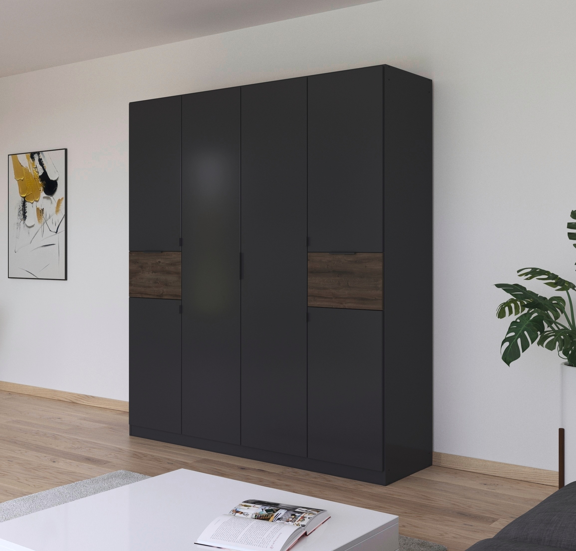 rauch Drehtürenschrank »Kleiderschrank Schrank Garderobe Wäscheschrank TICAO«, (Schubladen in der Höhe variabel positionierbar), mit 2 geräumigen Schubladen, viel Stauraum MADE IN GERMANY