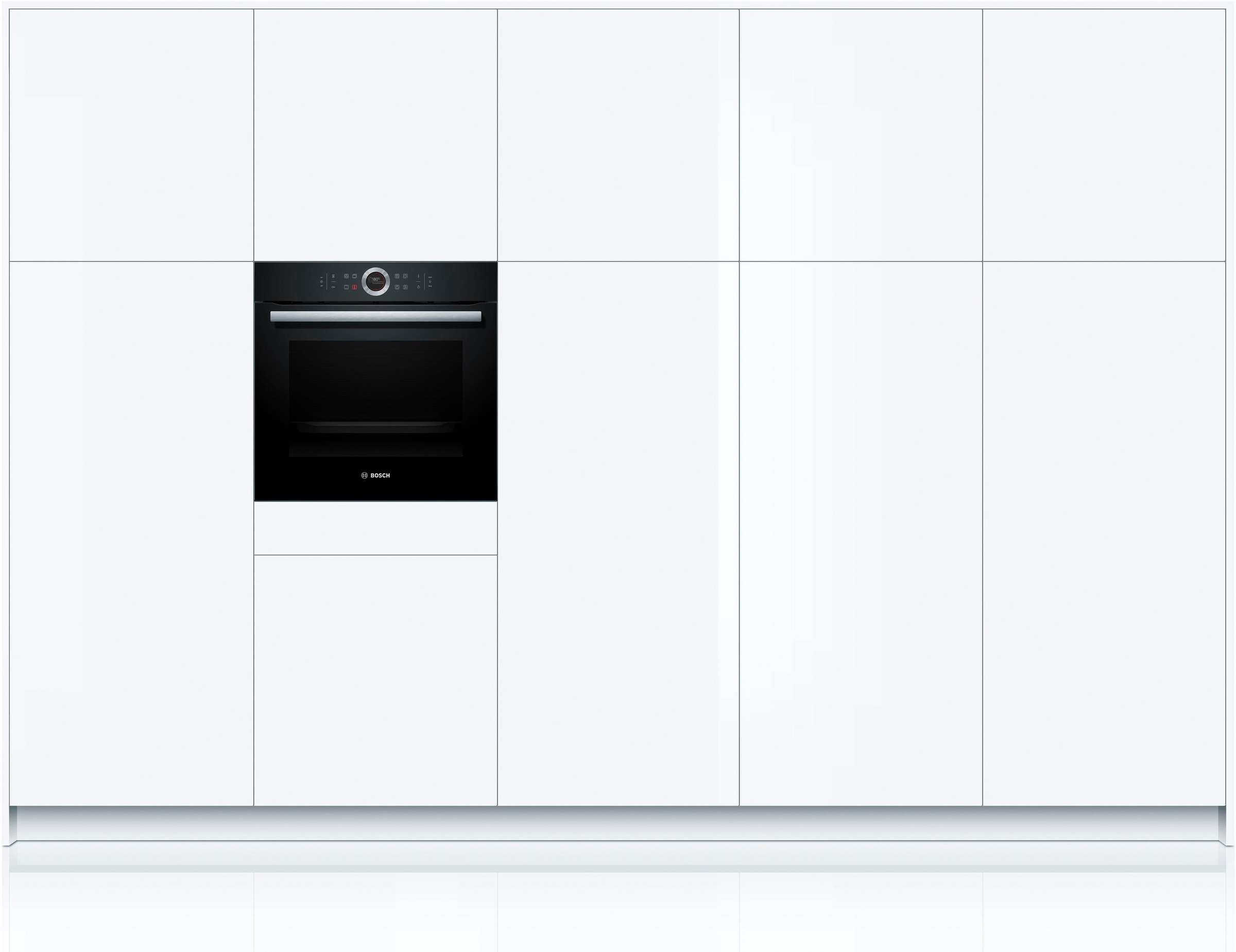 8. Bild von BOSCH Einbaubackofen »HBG635BB1«, Serie 8, HBG635BB1, mit Teleskopauszug nachrüstbar, ecoClean Direct, mit Pizzastufe