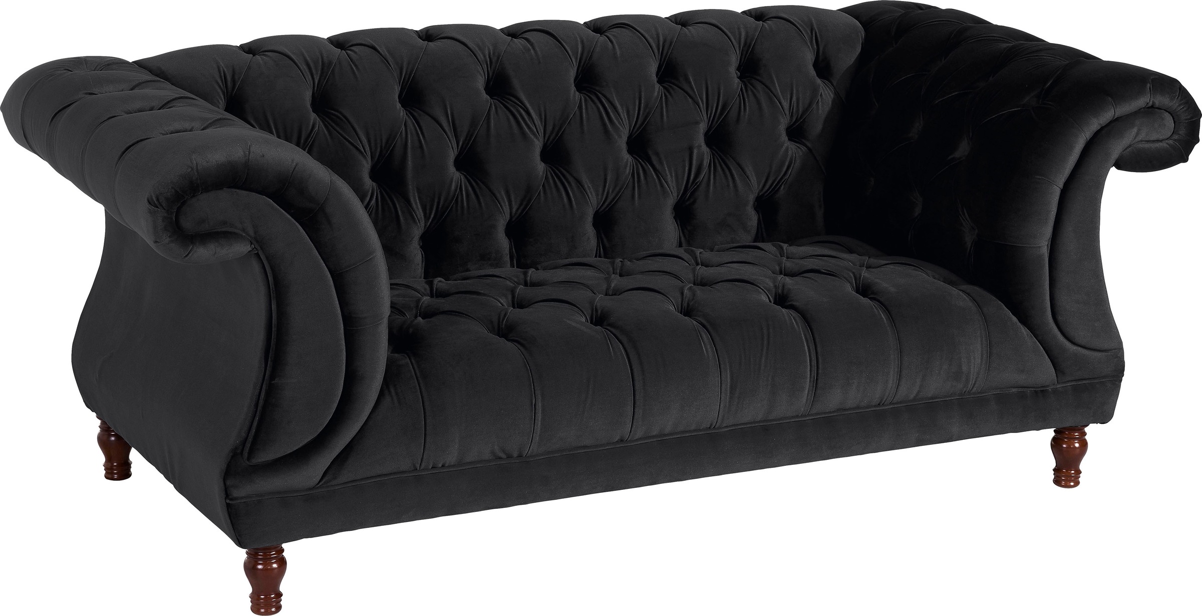 Max Winzer® Chesterfield-Sofa »Isabelle«, Knopfheftung & gedrechselten Füßen in Buche Nussbaum, Breite 200 cm