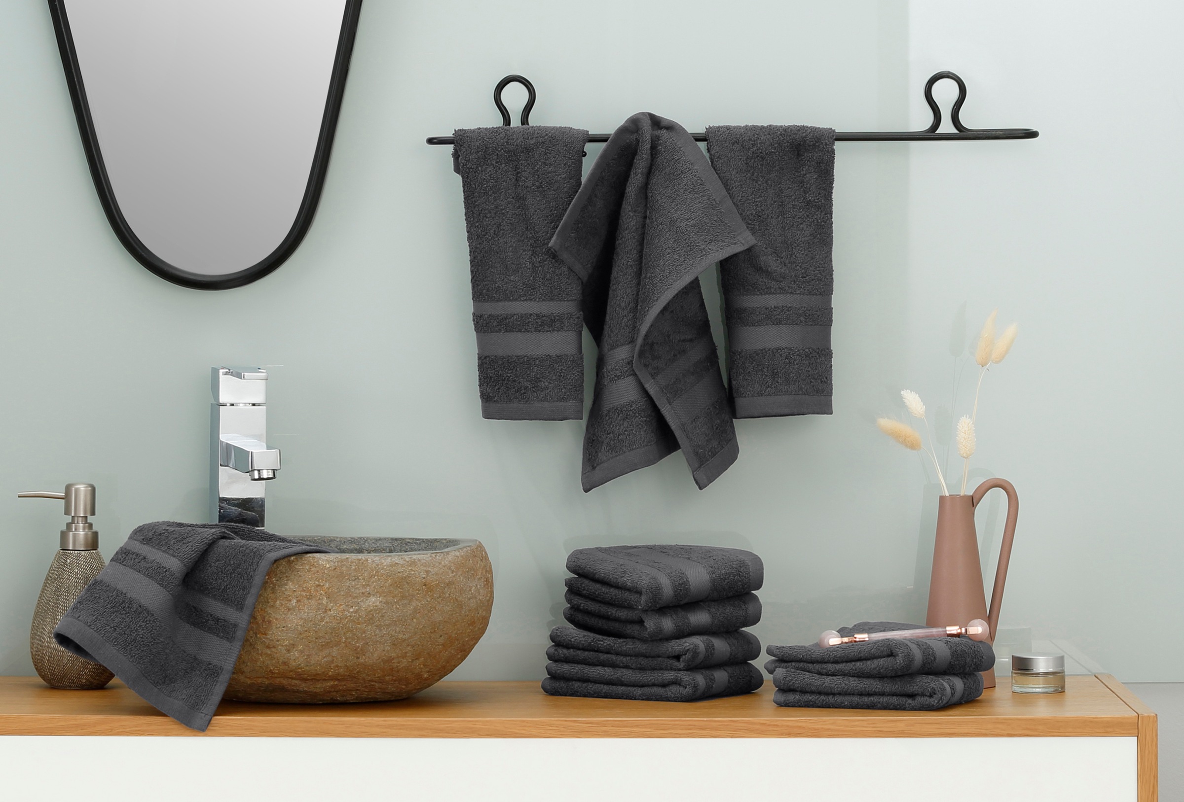 my home Waschlappen »Vanessa«, (Set, 10 tlg.), Handtücher mit Bordüre, 100% günstig online kaufen