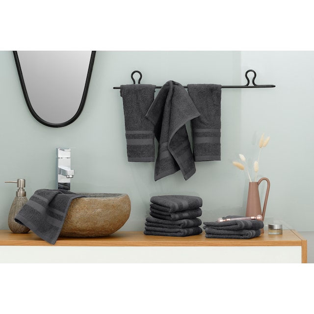 my home Handtuch Set »Vanessa«, Set, 10 tlg., Walkfrottee, Seiftücher ( 30x30cm) mit Bordüre, 100% Baumwolle im Online-Shop bestellen