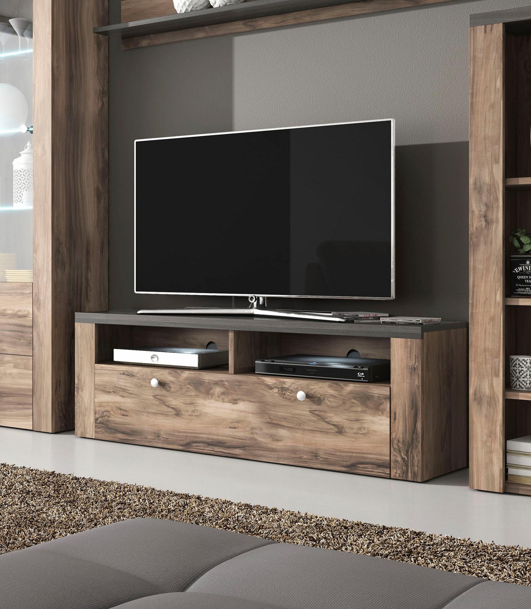 Home affaire Lowboard »Larona, zeitloses TV Board mit 1 Klappe und 2 offenen Fächern«, Breite 140 cm, Fernsehbank, viel Stauraum, dekorative Rahmenoptik