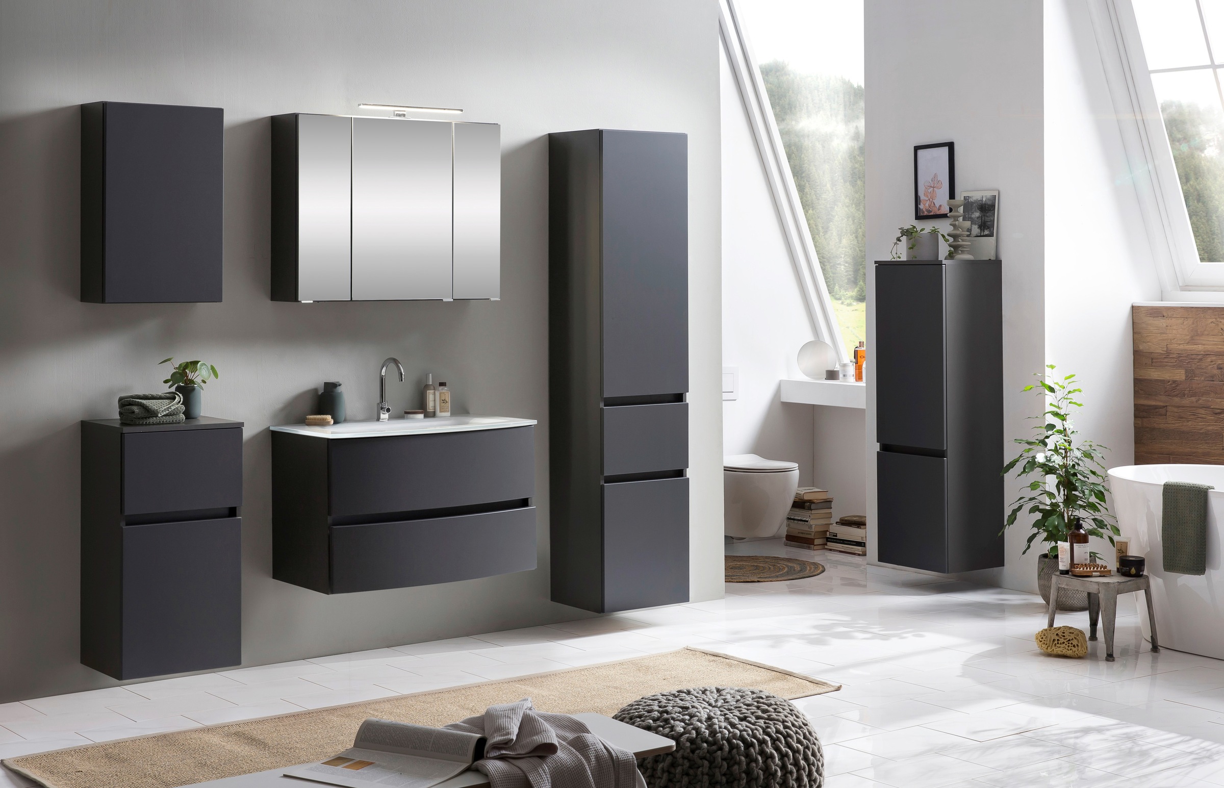 welltime Badezimmer-Set »Kaunas«, (Set, 4 St.), Breite 120 cm, Soft Close F günstig online kaufen