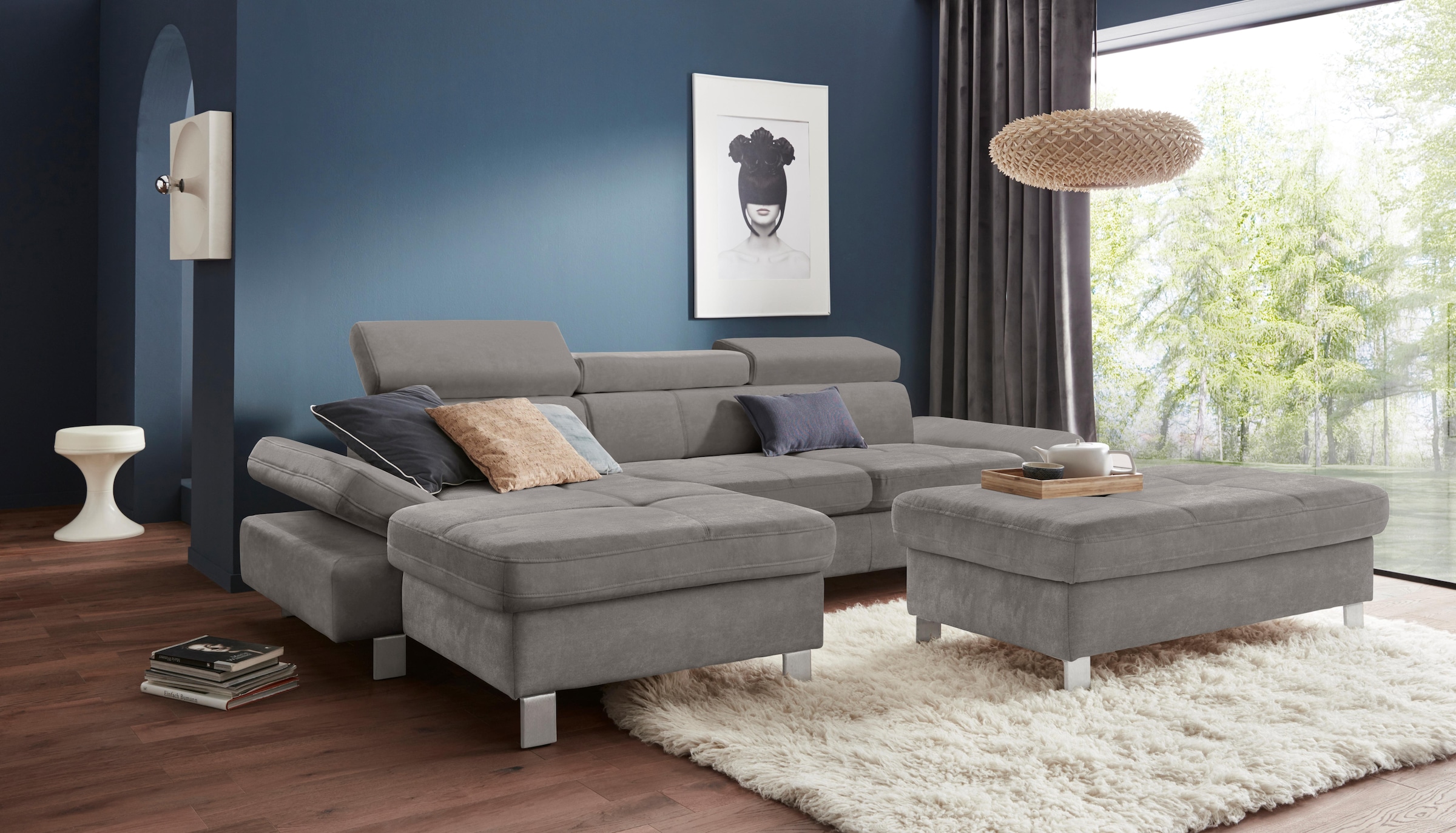 exxpo - sofa fashion Ecksofa »Fiji, hochwertige Detailverarbeitung im Sitz und Rücken, L-Form«, bequem durch Kopf- und Armteilverstellung, wahlweise mit Bettfunktion