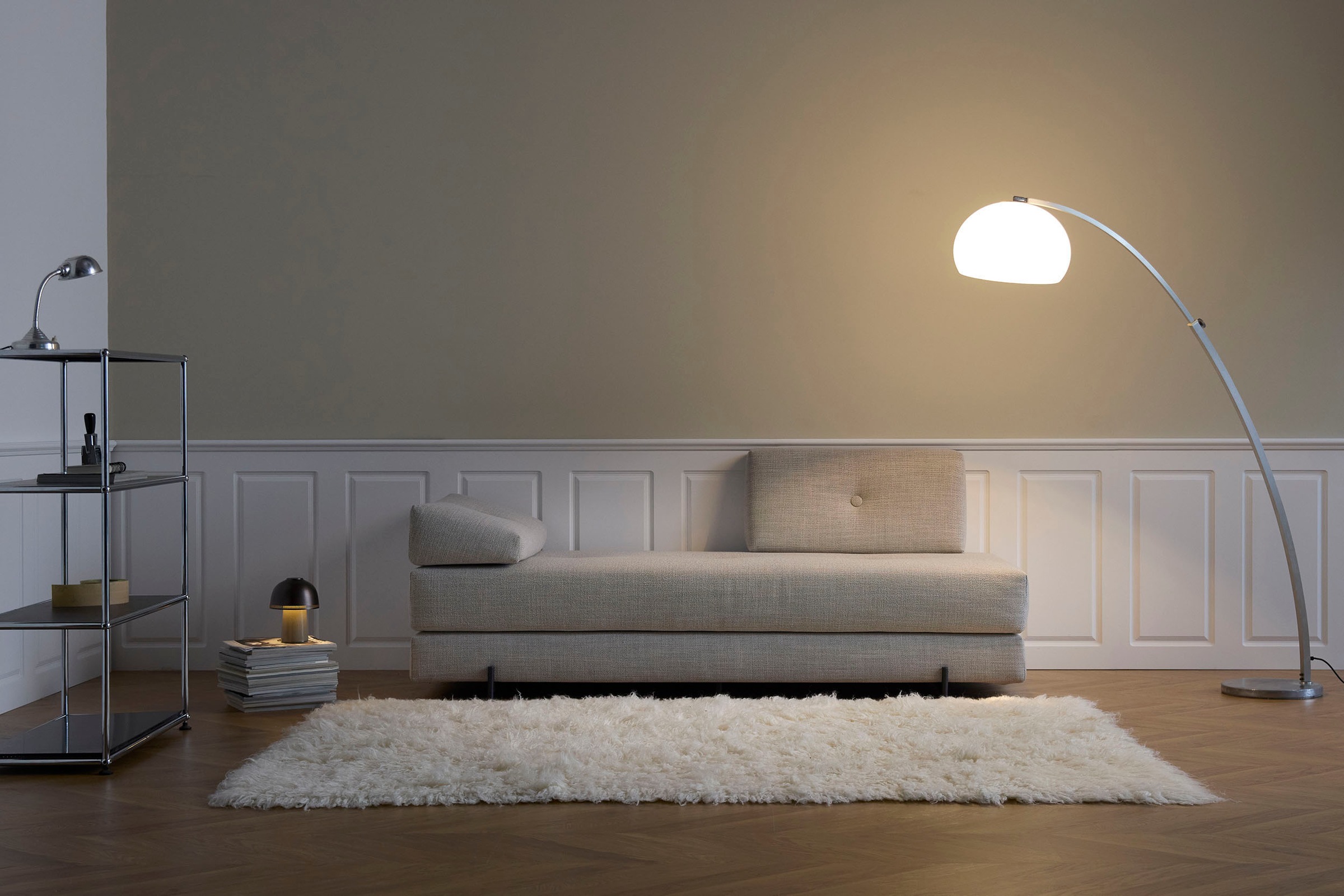 INNOVATION LIVING ™ Stapelliege »Sigmund 579 Eiche-Beine« Daybed mit zwei Federkernmatratzen, Fußteil schwarz