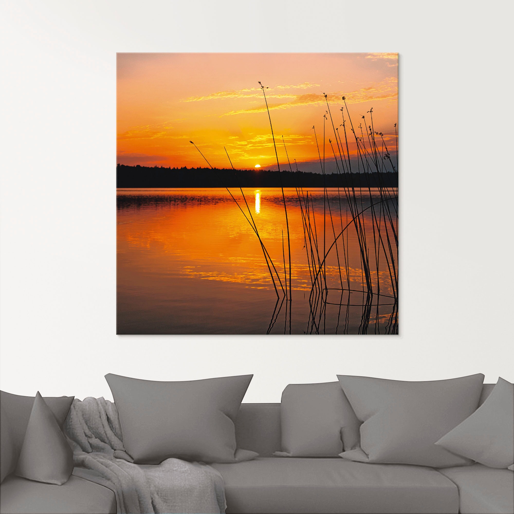 Artland Glasbild »Landschaft mit Sonnenaufgang«, Sonnenaufgang & -untergang, (1 St.), in verschiedenen Größen