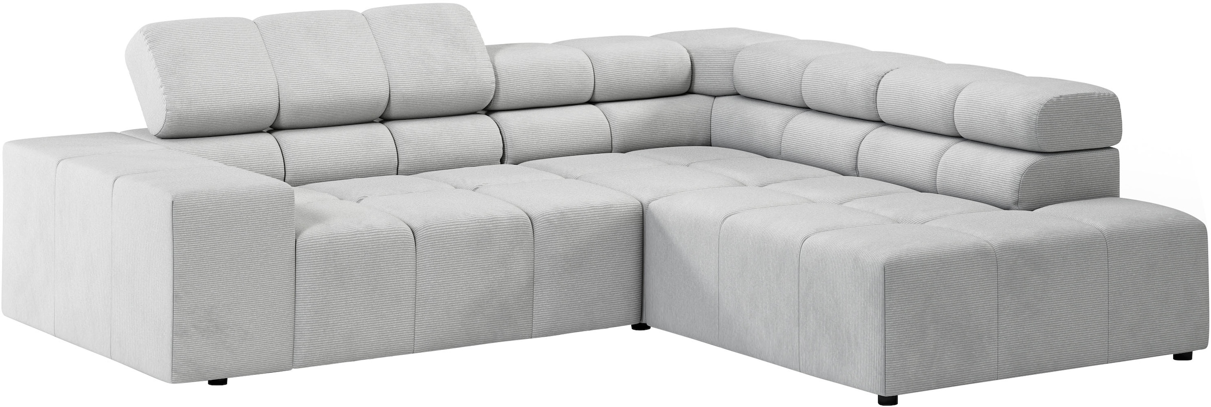INOSIGN Ecksofa »Ancona, incl. Kopfteilverstellung + 3 Zierkissen, L-Form, bequem«, wahlweise motorische Sitztiefenverstellung, B/T(H: 249/215/70 cm