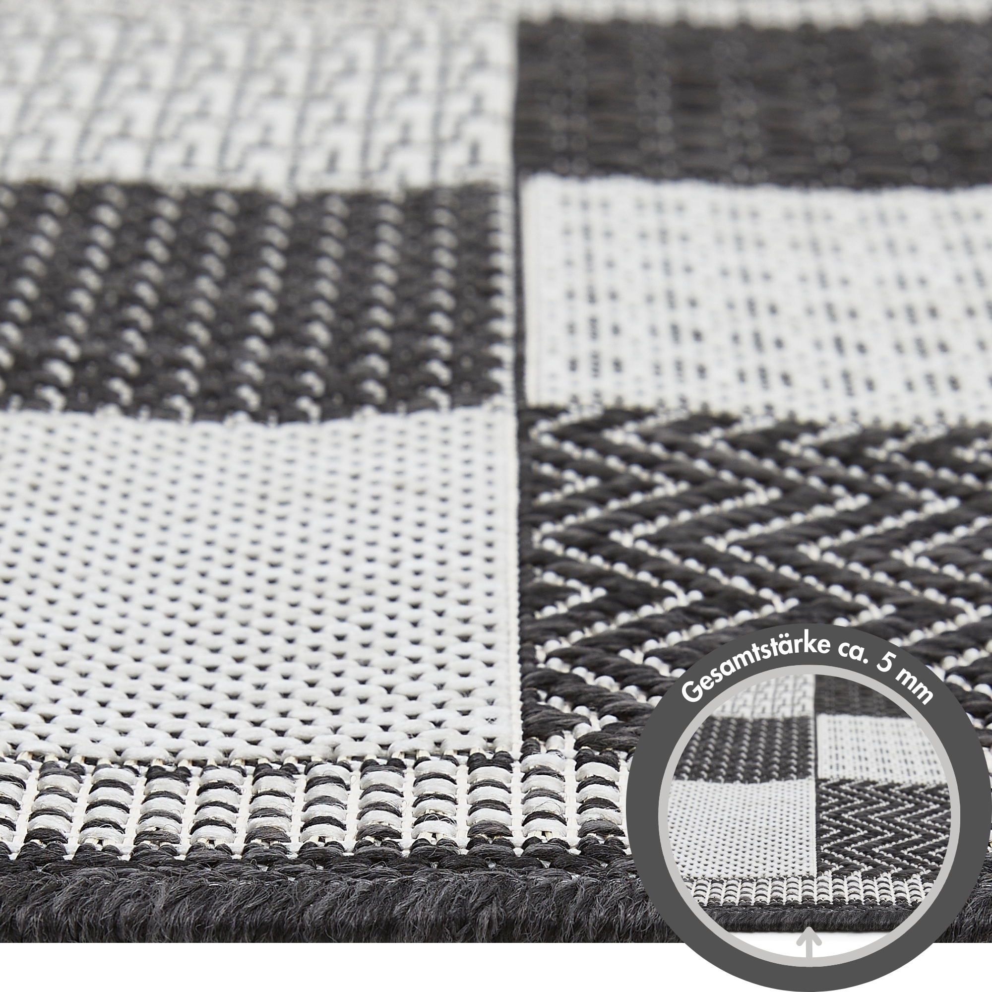 Andiamo Läufer »ARIZONA 2«, rechteckig, 5 mm Höhe, Flachgewebe, Patchwork Design, In- und Outdoor geeignet