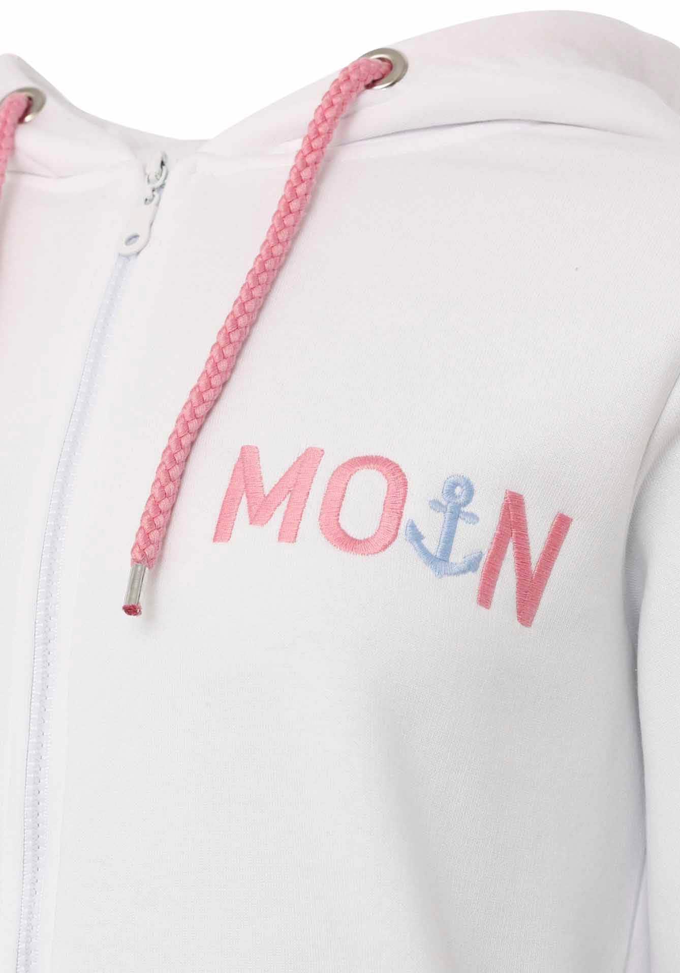 Zwillingsherz Sweatjacke, mit gesticktem "Moin" und neonfarbenen Details