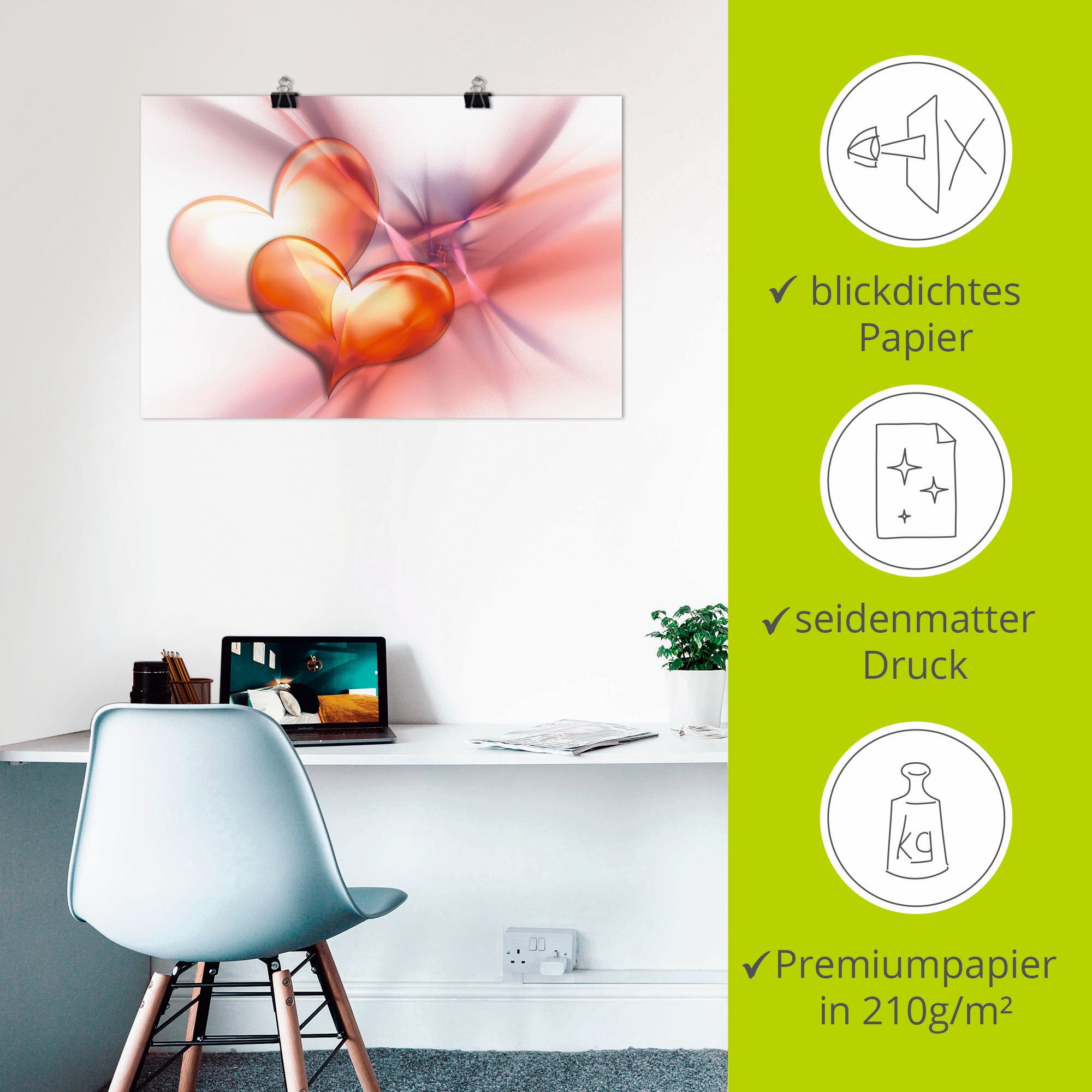 Artland Wandbild »Das höchste Glück«, Herzen, (1 St.), als Alubild, Outdoorbild, Leinwandbild, Poster, Wandaufkleber
