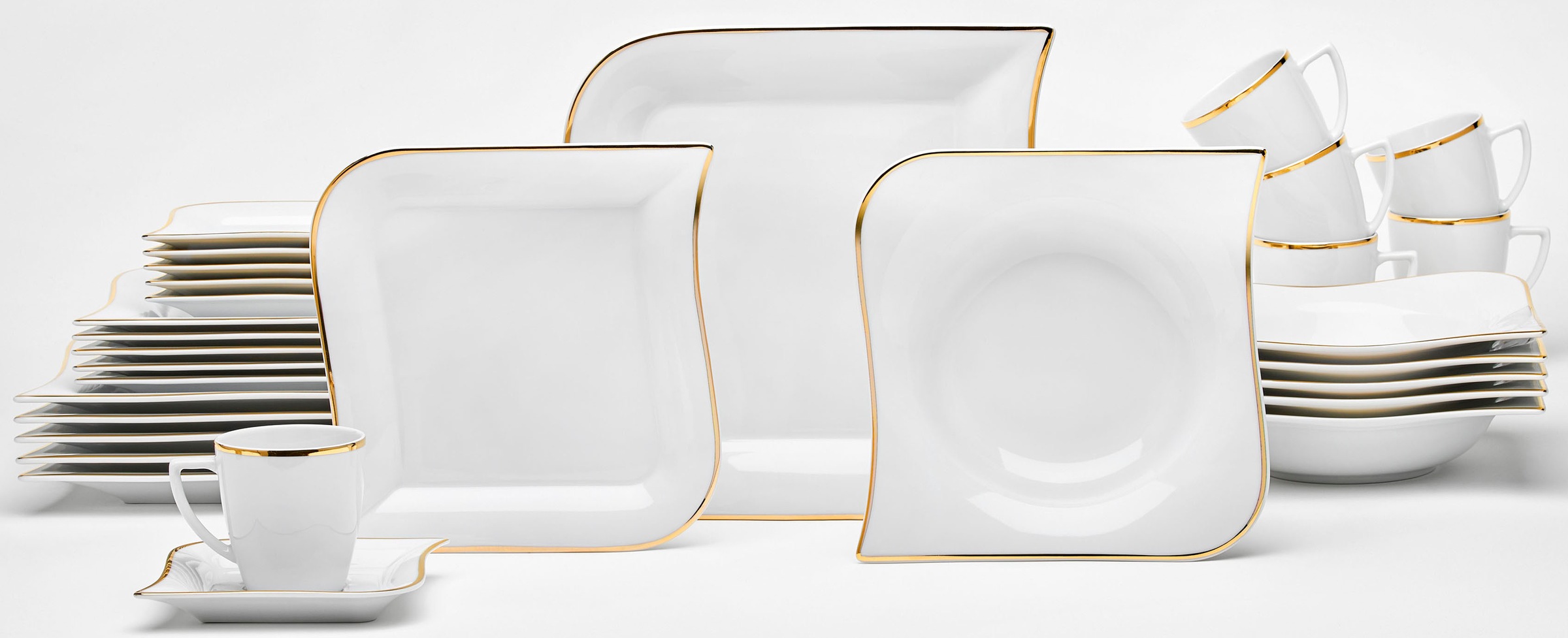 van Well Kombiservice »Geschirr-Set, Service Goldline«, (Set, 30 tlg.), ges günstig online kaufen