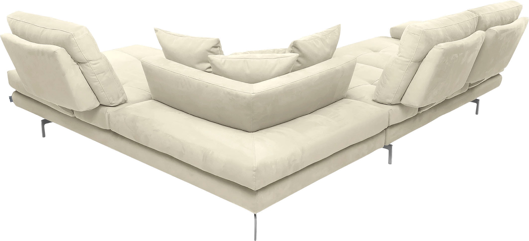 CALIA ITALIA Ecksofa »Toby Wing, L-Form, Designsofa mit sensationellem Sitzkomfort«, Sitztiefenverstell.,wahlw. mit Kissen-Set, Füße chrom glänzend