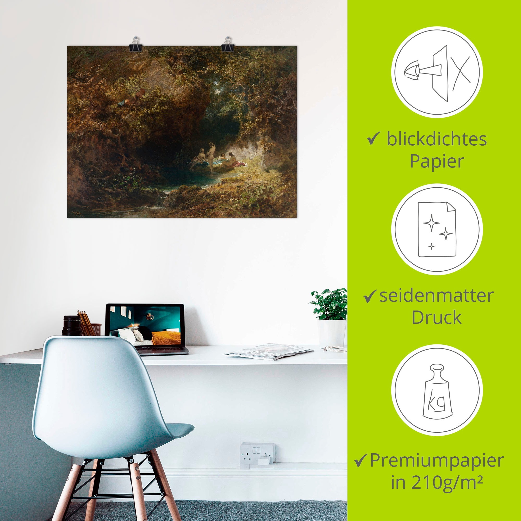 Artland Kunstdruck »Badende Nymphen«, Frau, (1 St.), als Leinwandbild, Wandaufkleber oder Poster in versch. Größen