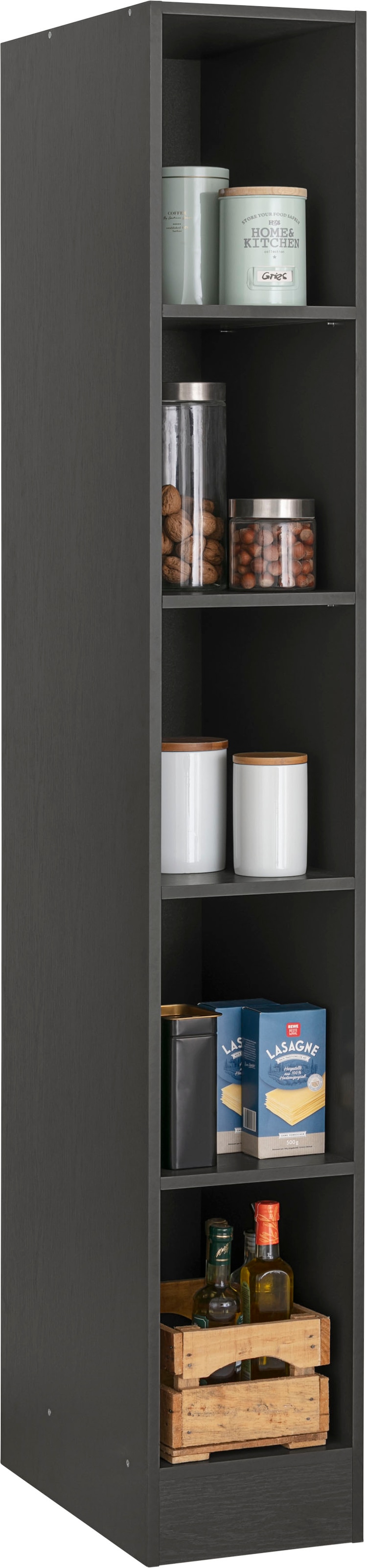 Seitenregal KOCHSTATION "KS-Paris", grau (grafit), B:30cm H:200cm T:60cm, Regale, Seitenregal