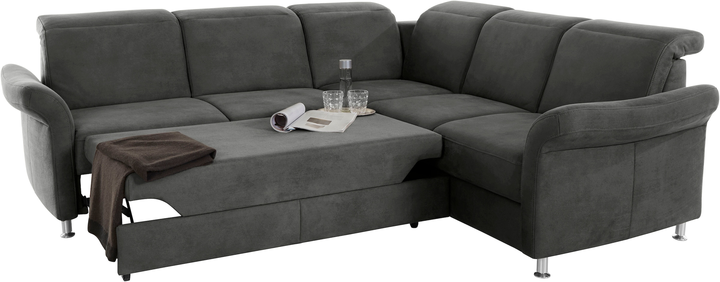sit&more Ecksofa »Darwin L-Form«, inklusive Federkern, wahlweise mit Kopfteilverstellung, Bettfunktion