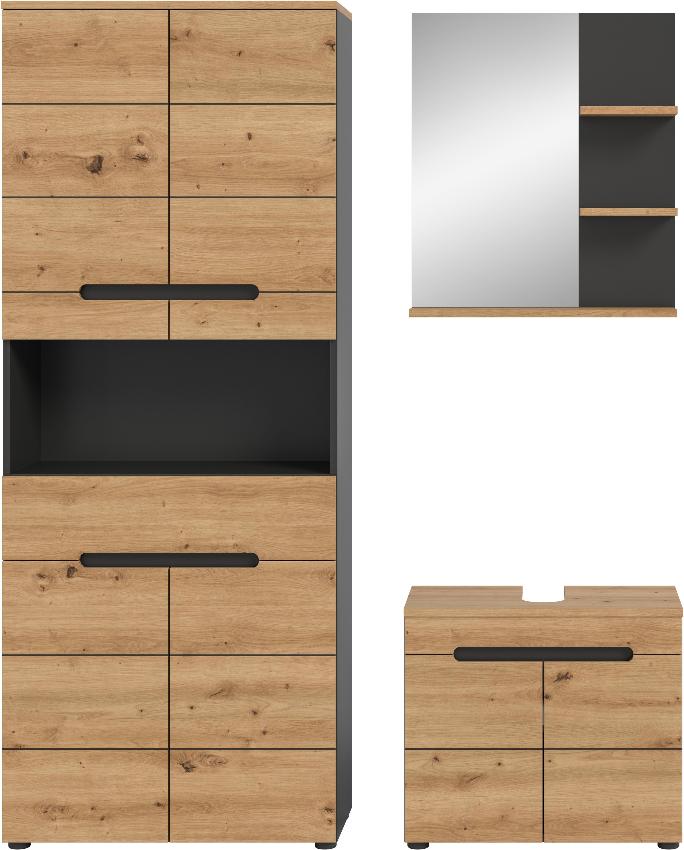 INOSIGN Badmöbel-Set »REHAT, 3-teilig, Breite 154 cm, mit grifflosen Fronte günstig online kaufen