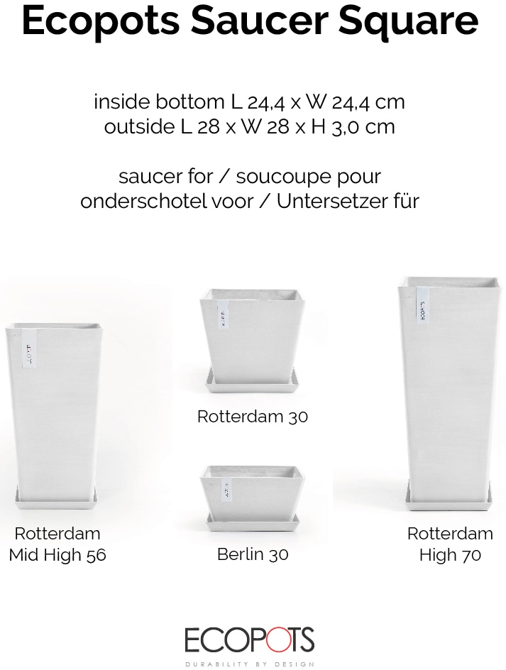 ECOPOTS Topfuntersetzer »Quadratisch 30 Weiß«, für innen und außen: frostsicher, bruchsicher und lichtbeständig