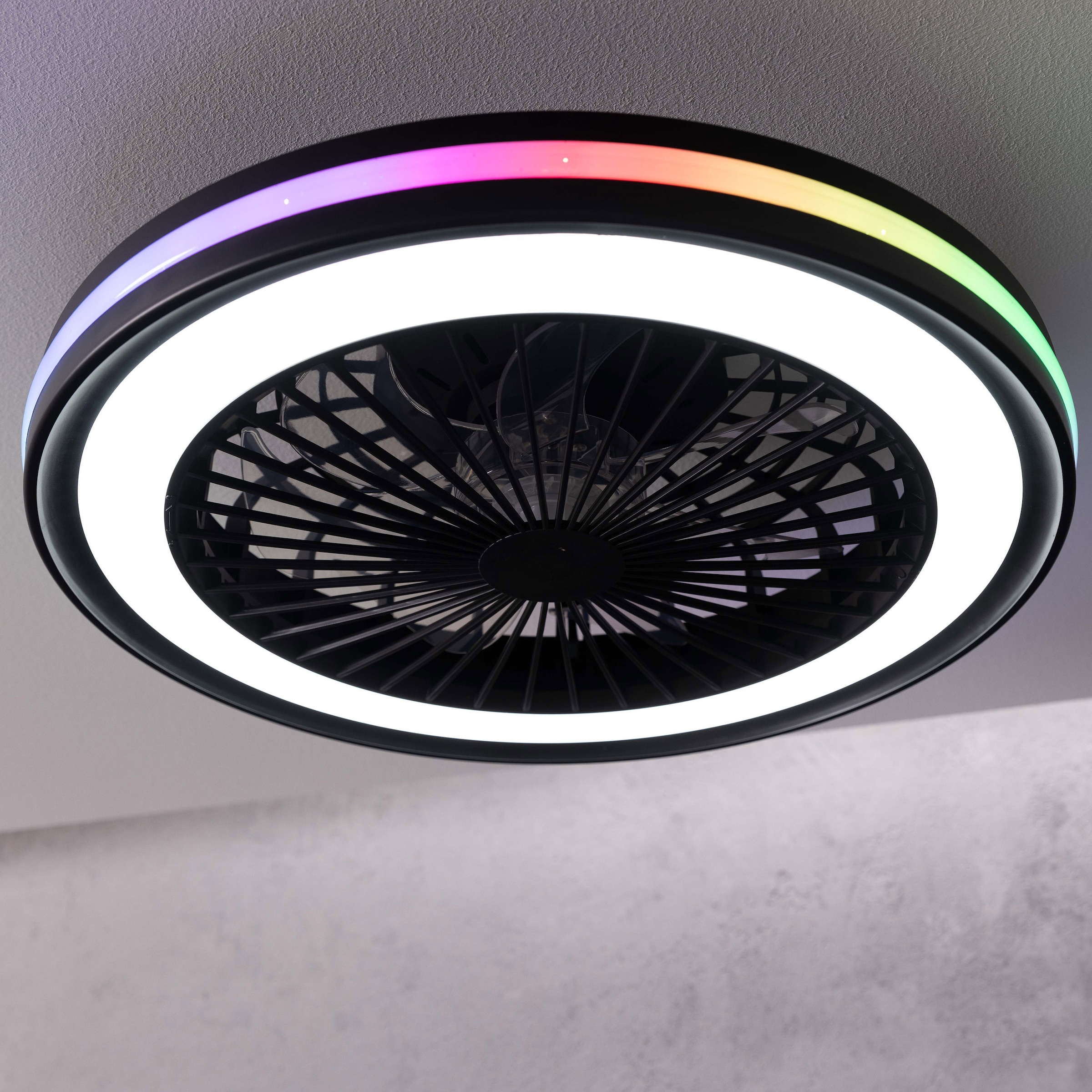 Brilliant LED Deckenleuchte »Palmero«, mit Ventilator, Ø 47 cm, IC-RGB, 5000 lm, dimmbar, 2700-6500 K