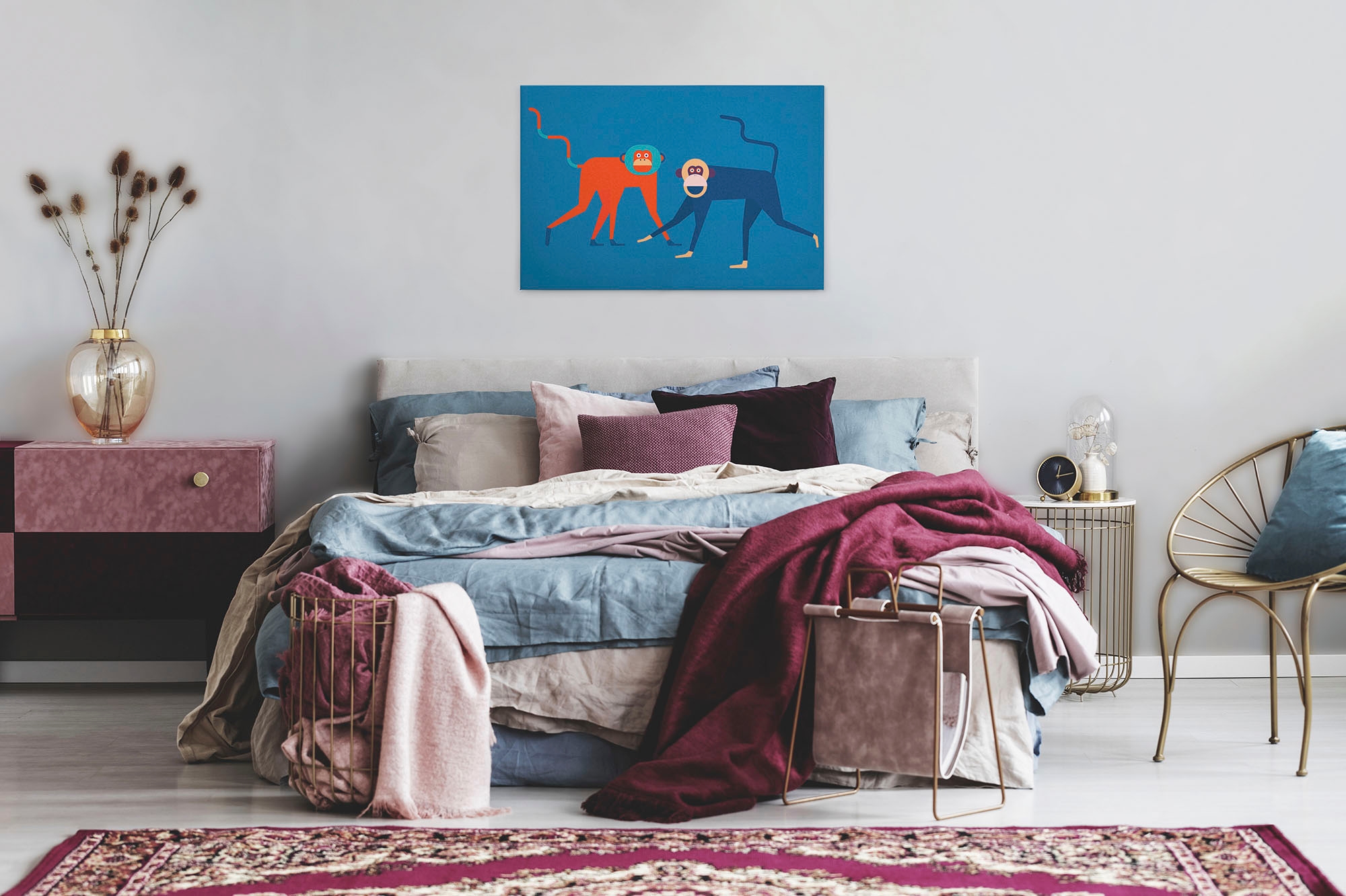 A.S. Création Leinwandbild »monkey business«, Kunst-Tiere-Kinder, (1 St.), Keilrahmen Bild Kunst Affen Bunt Leinwand-Bild Wohnzimmer modern Wand