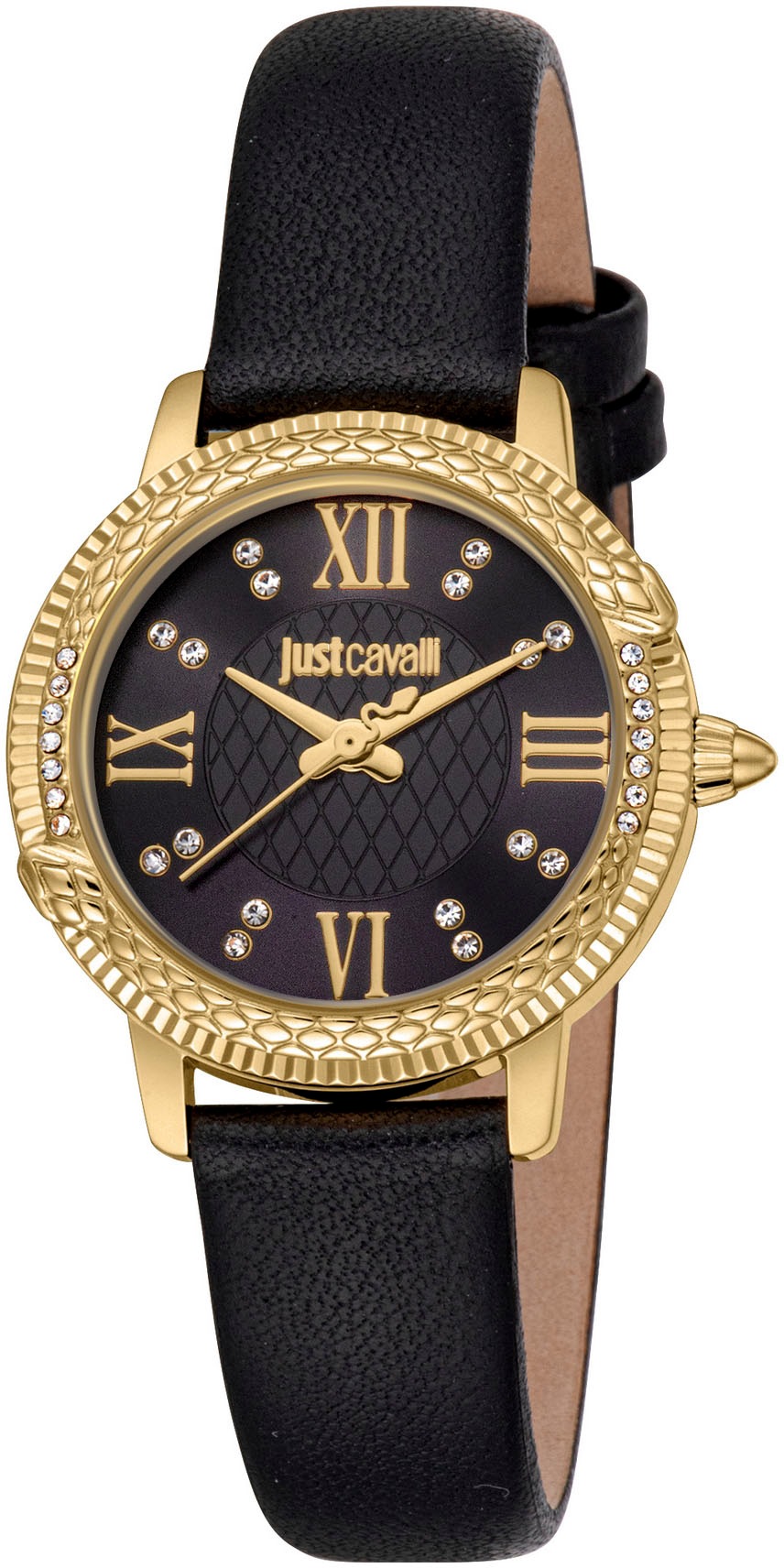 Just Cavalli Time Quarzuhr »Fidenza«, (Set, 2 tlg., mit Armband), Armbanduhr, Damenuhr, Kristallsteine, Lederarmband, Geschenkidee