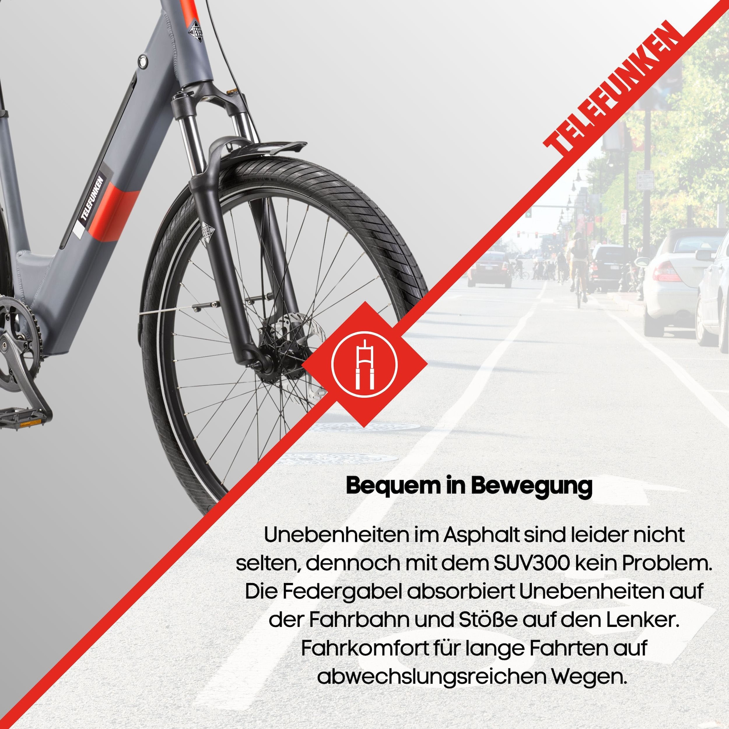 Telefunken E-Bike »E-City SUV300«, 7 Gang, Shimano, Tourney, Heckmotor 250 W, Pedelec, Elektrofahrrad, Damen u. Herren, innerhalb StVZO, 27,5 Zoll