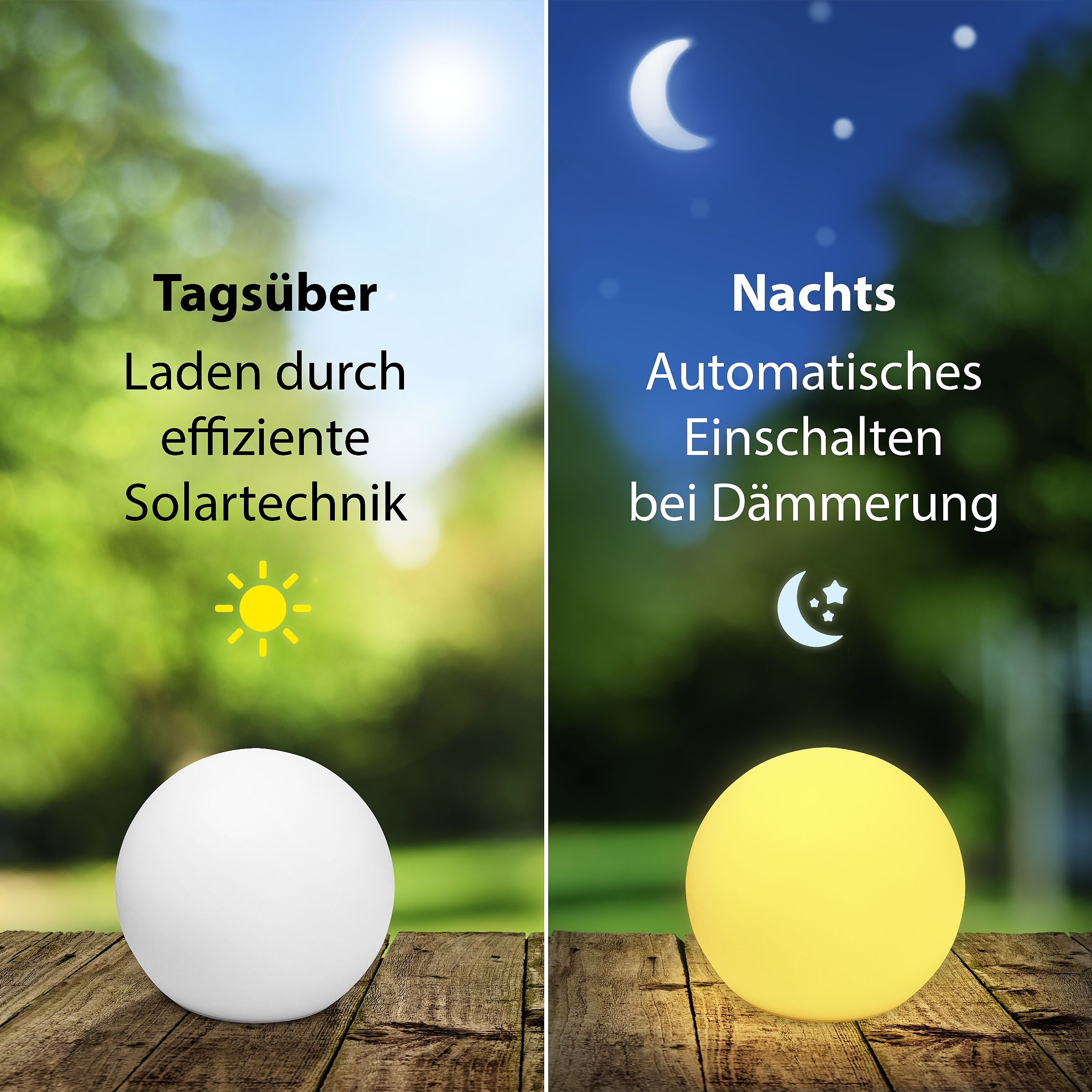 my home LED Solarleuchte »Orlaith, LED-Solar Kugelleuchten Ø 30 cm + Ø 40 cm«, Leuchtmittel LED-Modul | LED fest integriert, mit Erdspießen