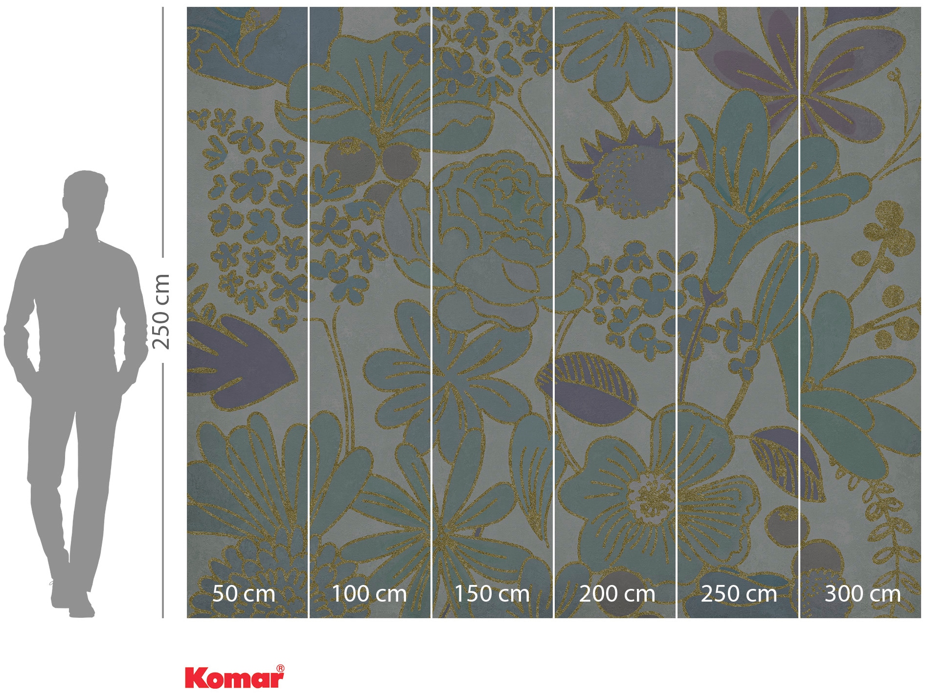 Komar Vliestapete »Digitaldruck Vlies - Groovy Bloom - Größe 300 x 250 cm«, bedruckt, Wohnzimmer, Schlafzimmer