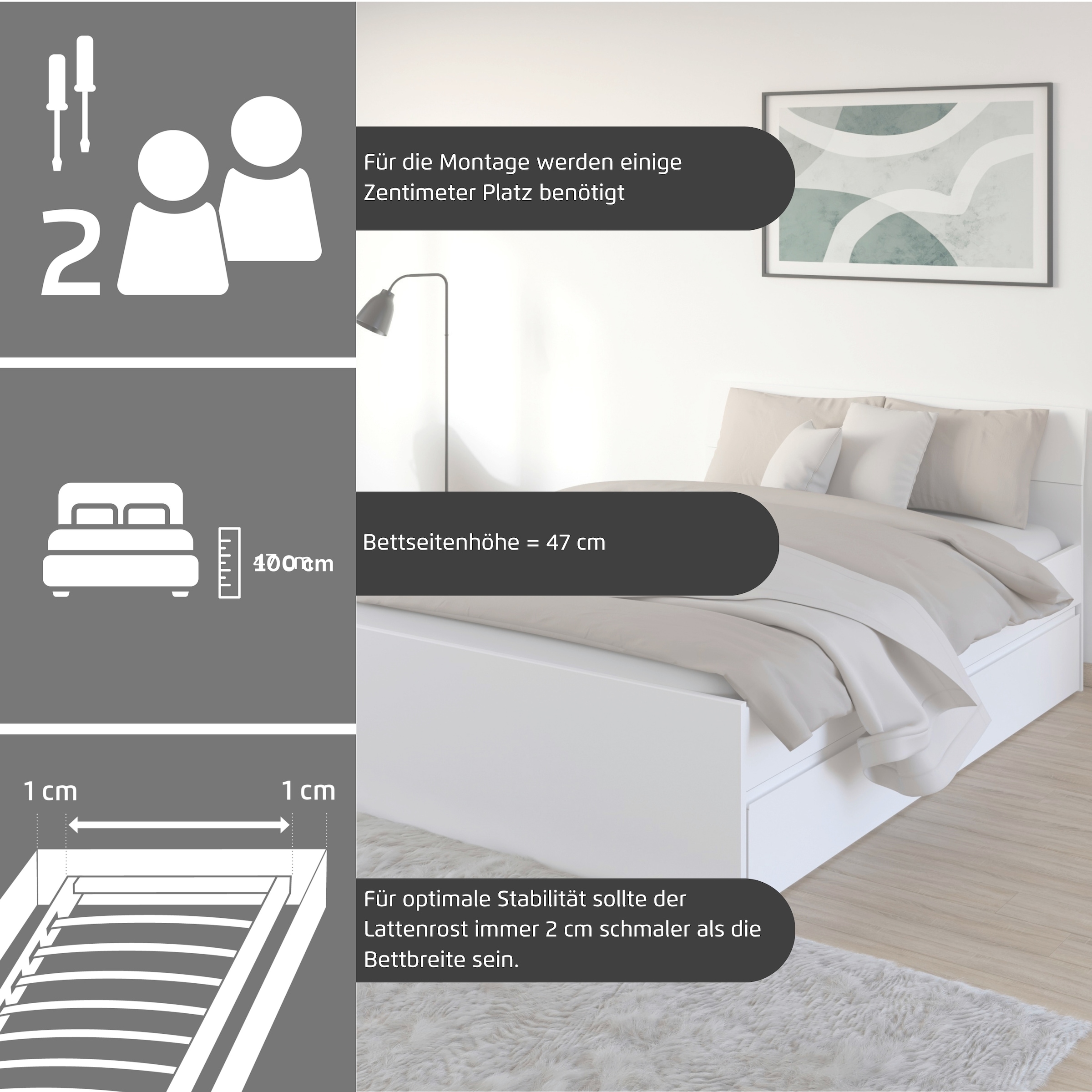 rauch Stauraumbett »Doppelbett Einzelbett Bett für kleine Räume Stauraum JOEL« Liegefläche 90x200 oder 140x200 cm,  praktische Bettschubkästen für zusätzlichen Stauraum MADE IN GERMANY