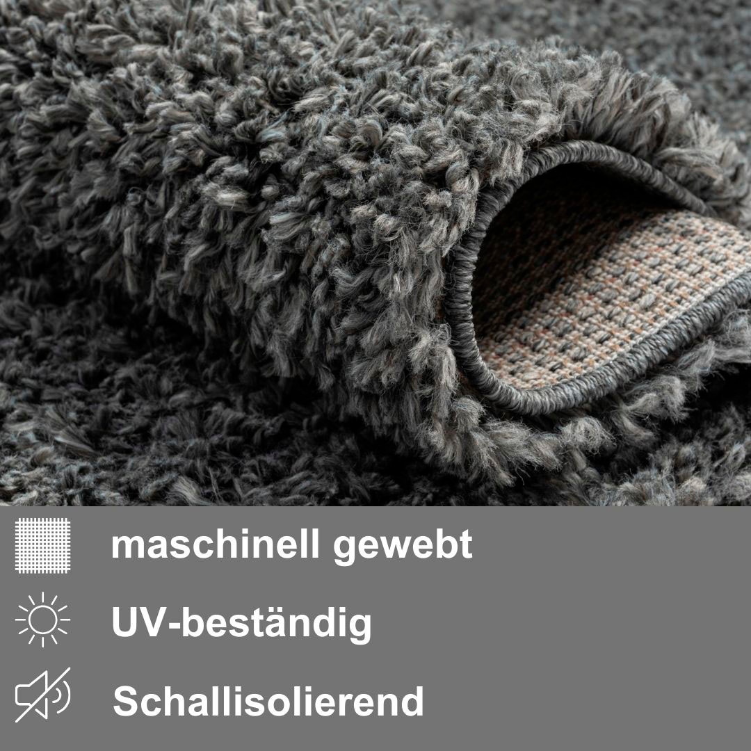 OTTO home Hochflor-Bettumrandung »Banji« Höhe 37 mm 3 tlg. Uni Farben, weich und flauschig, auch als Läufer & in rund erhältlich