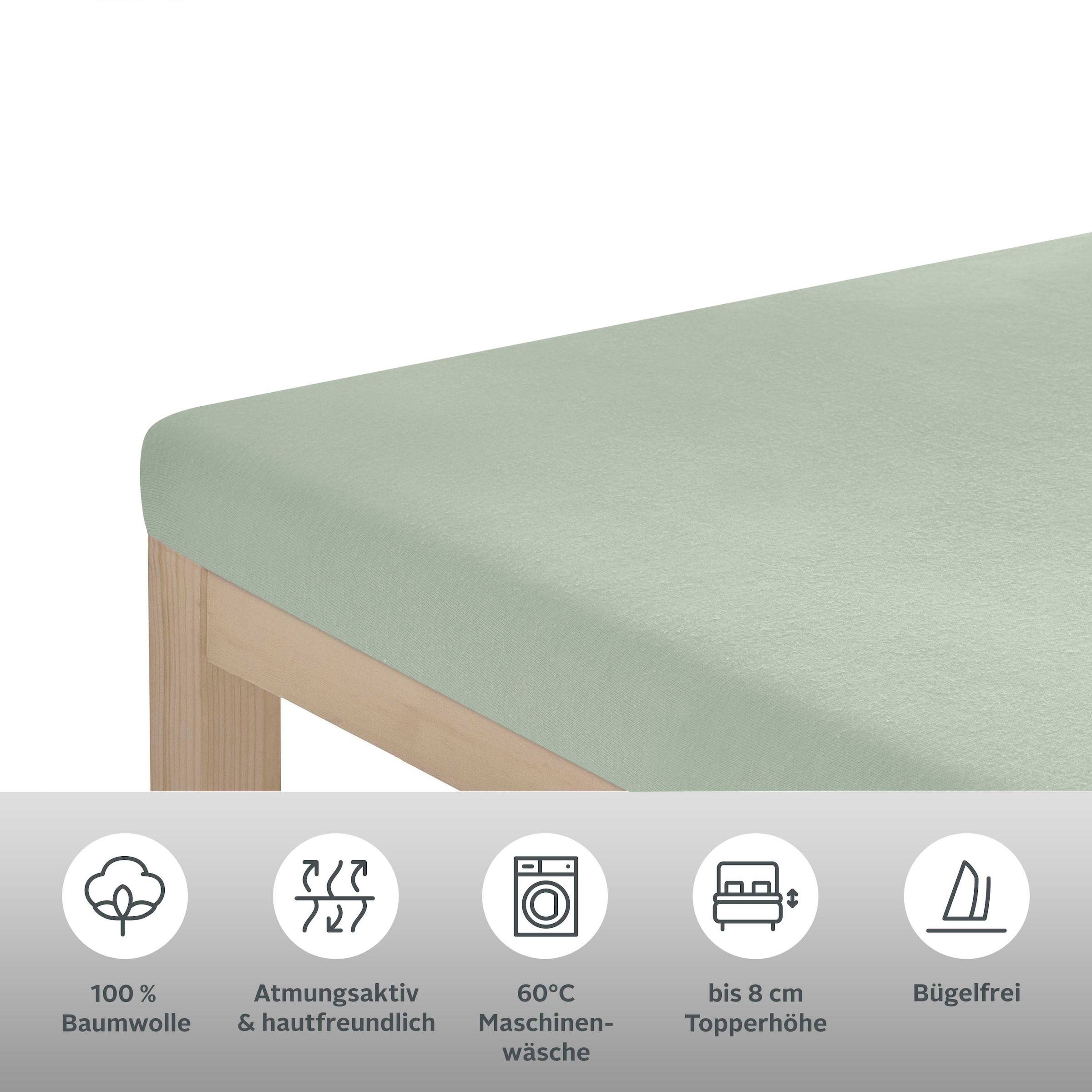 OTTO home Spannbettlaken »Physalis Topper Basic, in Gr. 90x200, 140x200 oder 180x200 cm« Baumwolle, Matratzen bis 8 cm Höhe, Bettlaken, Spannbetttuch, Laken