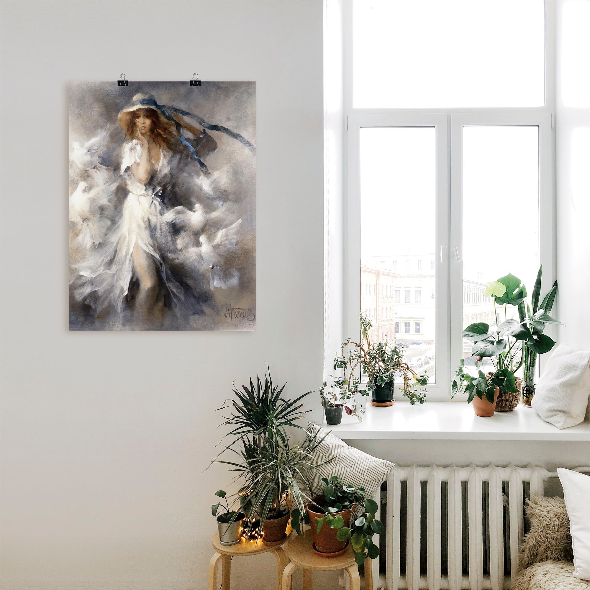 Artland Wandbild »Tauben«, Frau, (1 St.), als Leinwandbild, Poster in verschied. Größen