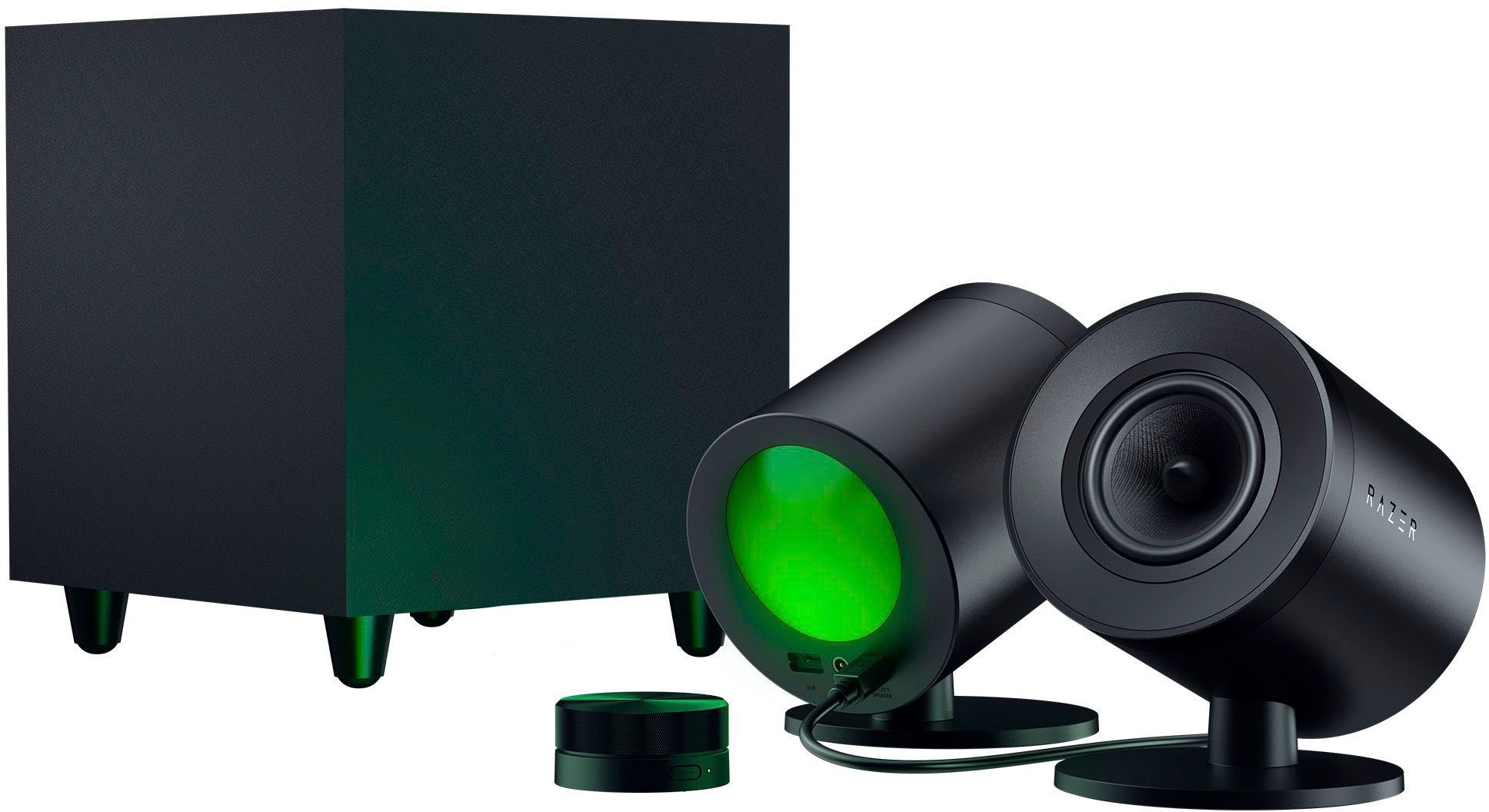 RAZER Gaming-Lautsprecher »Nommo V2 Pro« 2.1 (Bluetooth Bass- und Lautstärkeregelung Beleuchtungseffekte Equalizer Extra Bass ) schwarz